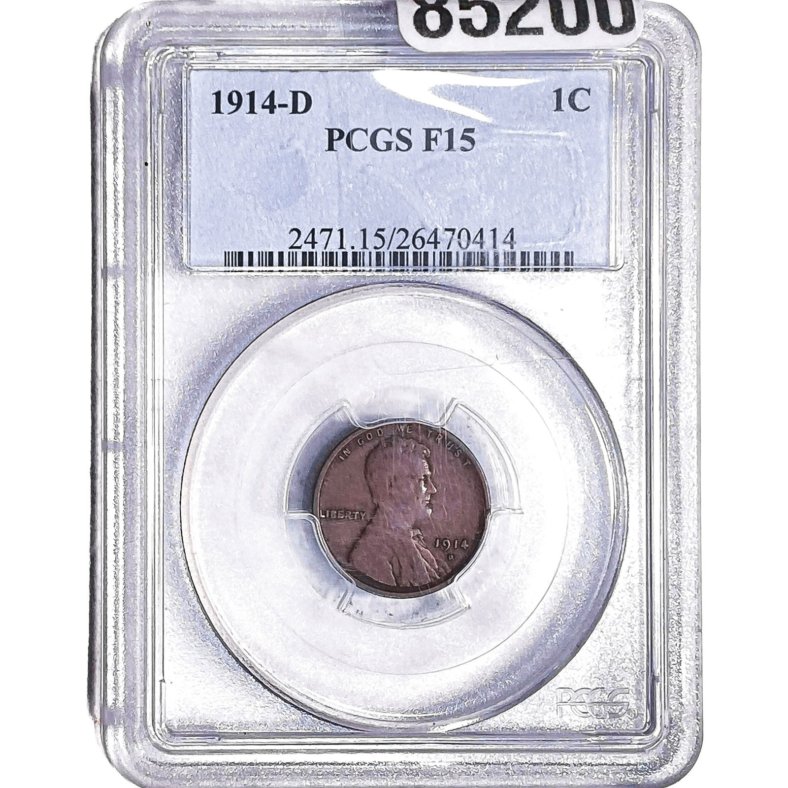 1914-D Wheat Cent PCGS F15: 1914-D Wheat Cent PCGS F15