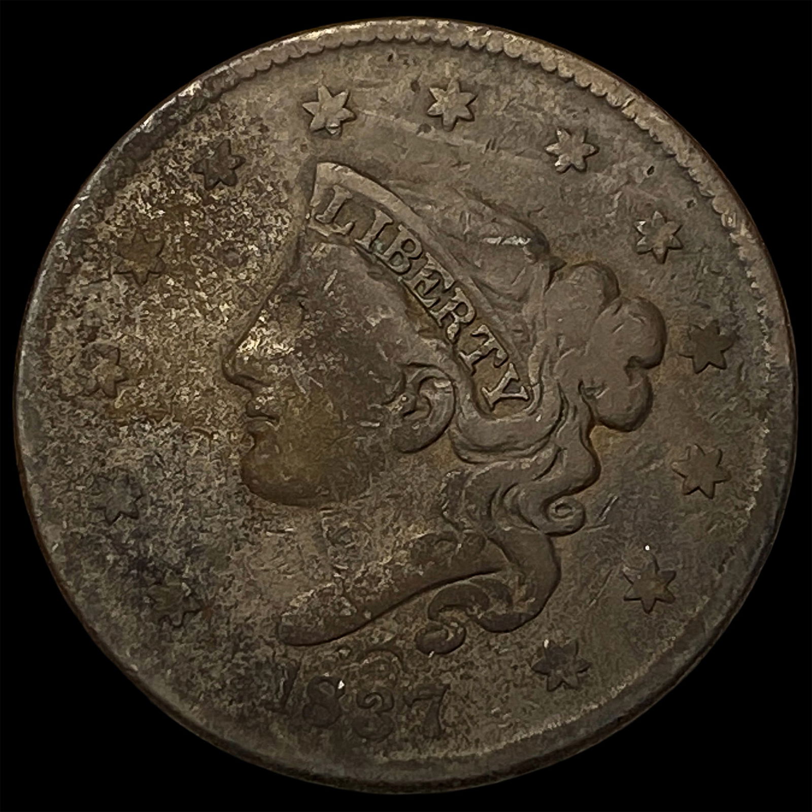 1837 Coronet Head Large Cent LIGHTLY CIRCULATED: 1837 Coronet Head Large Cent LIGHTLY CIRCULATED