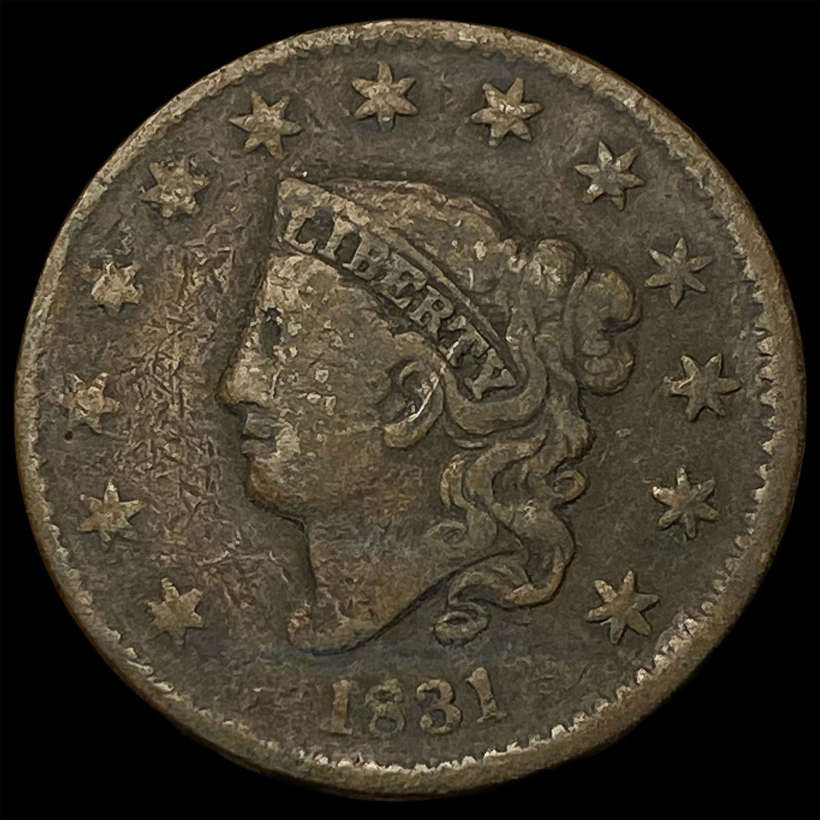 1831 Coronet Head Large Cent NICELY CIRCULATED: 1831 Coronet Head Large Cent NICELY CIRCULATED