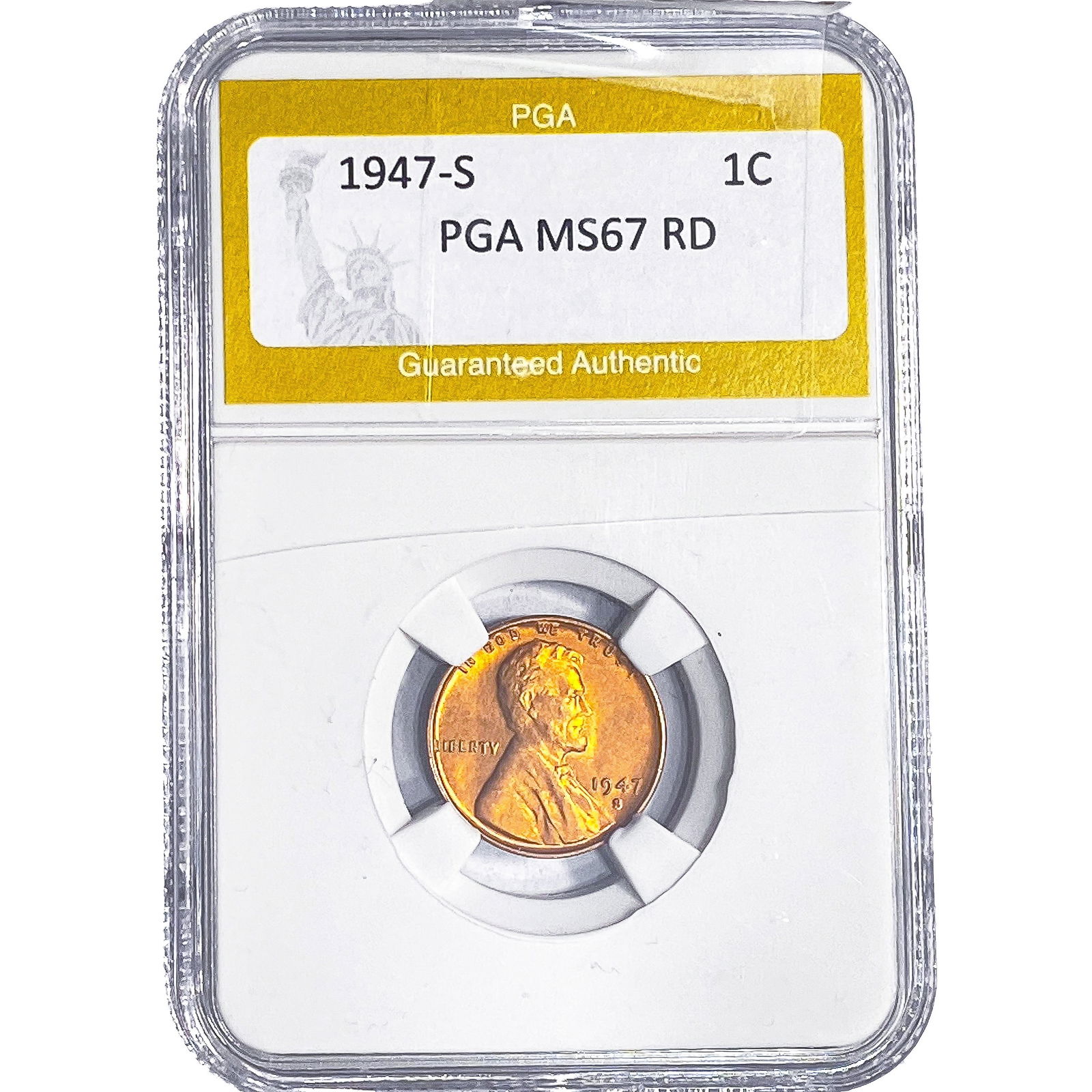1947-S Wheat Cent PGA MS67 RD: 1947-S Wheat Cent PGA MS67 RD