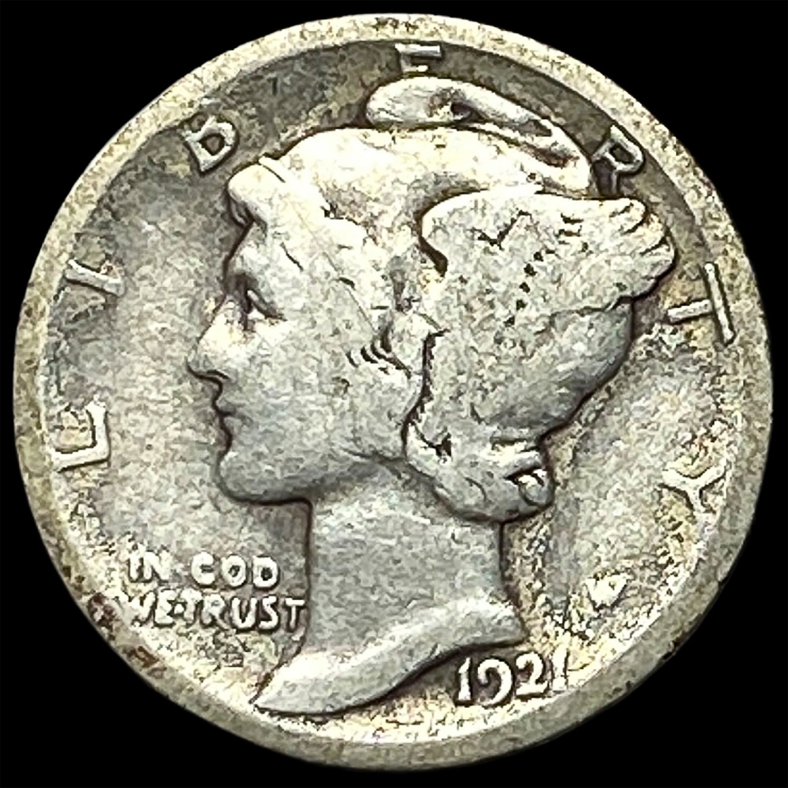 1921-D Silver Mercury Dime LIGHTLY CIRCULATED: 1921-D Silver Mercury Dime LIGHTLY CIRCULATED