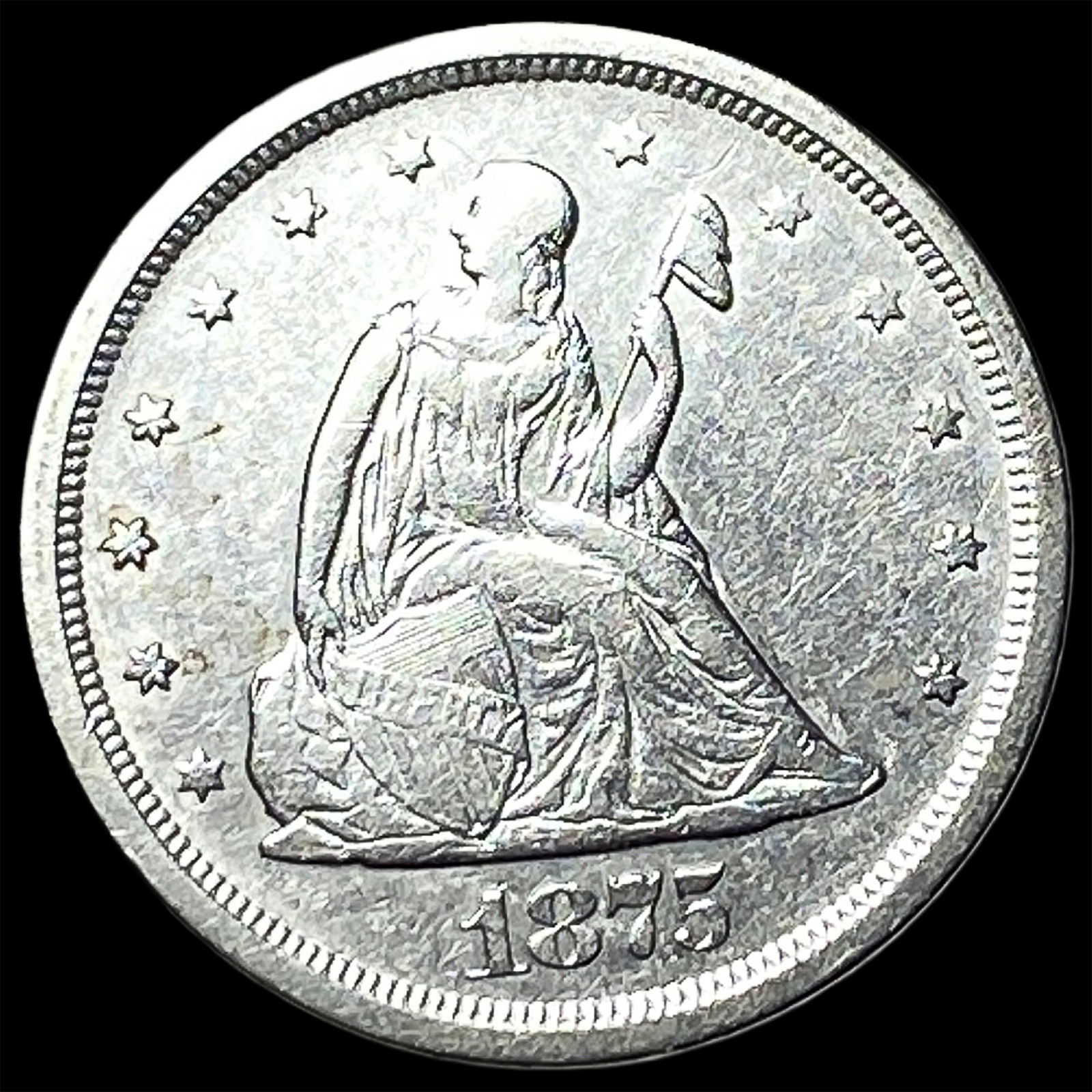 1875-S Silver Twenty Cents CLOSELY UNCIRCULATED: 1875-S Silver Twenty Cents CLOSELY UNCIRCULATED