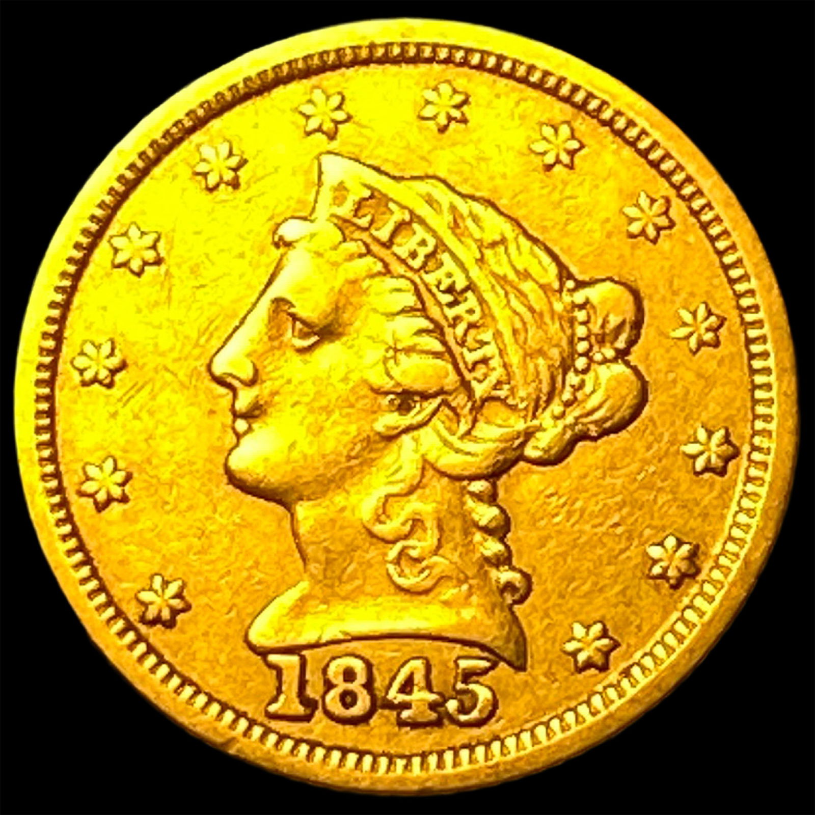 1845 $2.5 Liberty Head Quarter Eagle CLOSELY UNCIRCULATED: 1845 $2.5 Liberty Head Quarter Eagle CLOSELY UNCIRCULATED