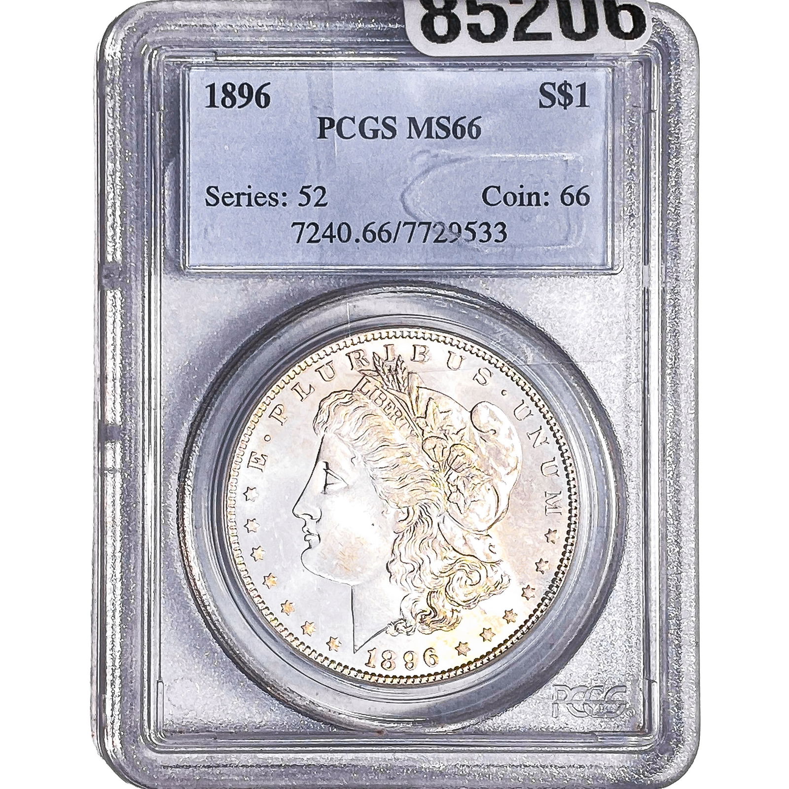 1896 Morgan Silver Dollar PCGS MS66: 1896 Morgan Silver Dollar PCGS MS66