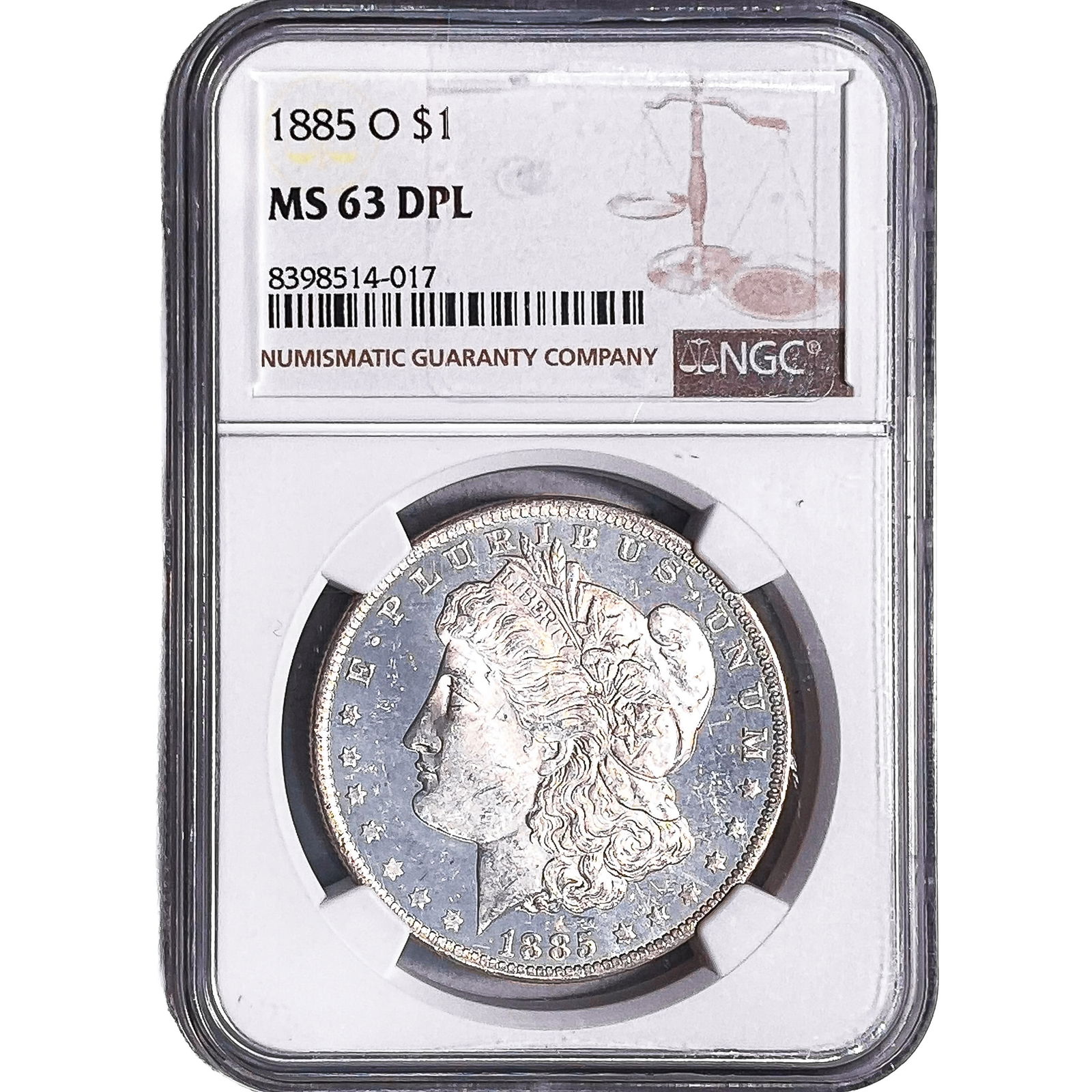 1885-O Morgan Silver Dollar NGC MS63 DPL: 1885-O Morgan Silver Dollar NGC MS63 DPL