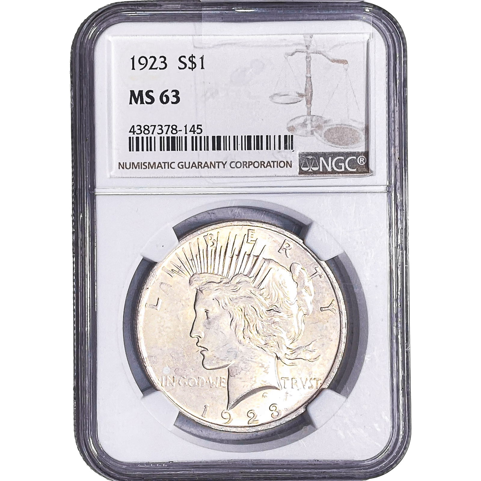 1923 Silver Peace Dollar NGC MS63 (1 of 2)