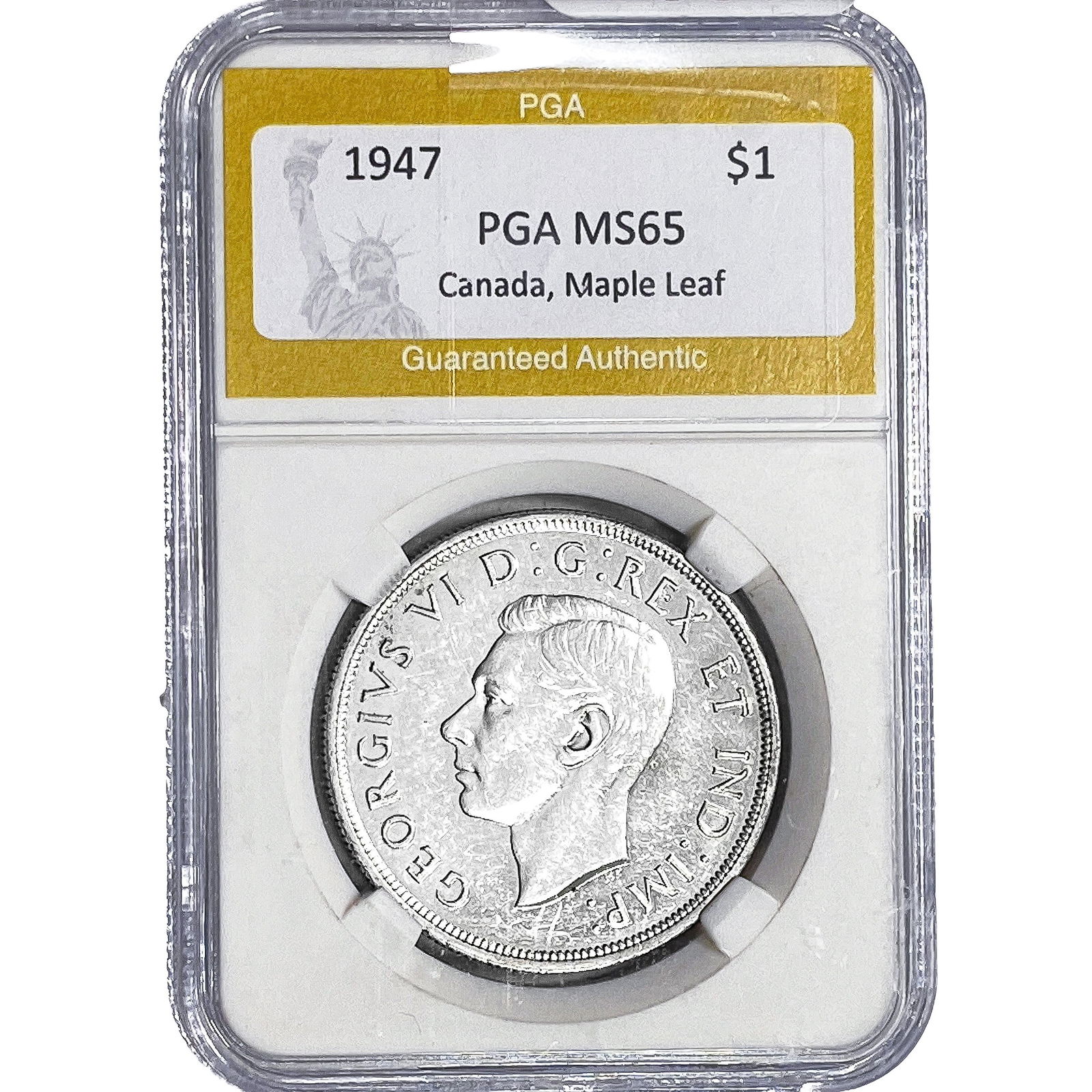 1947 Canada Silver Dollar PGA MS65 Maple Leaf: 1947 Canada Silver Dollar PGA MS65 Maple Leaf