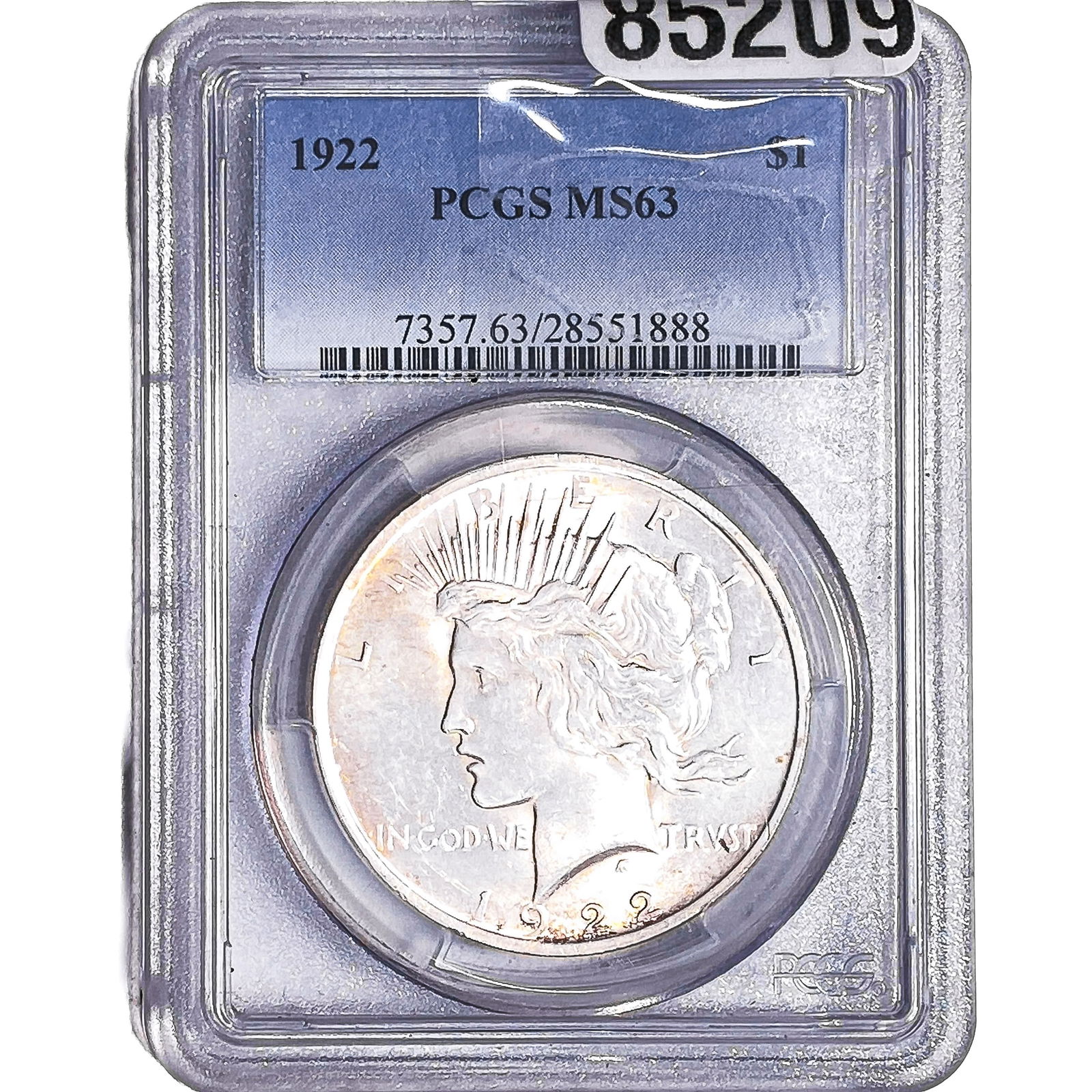 1922 Silver Peace Dollar PCGS MS63: 1922 Silver Peace Dollar PCGS MS63