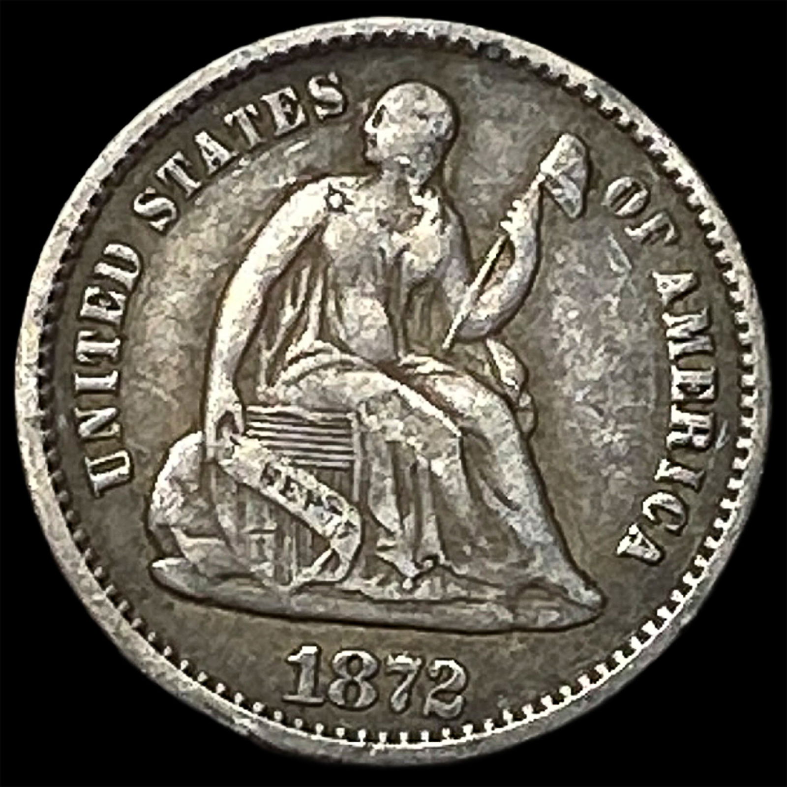 1872 Silver Half Dime NEARLY UNCIRCULATED (1 of 2)
