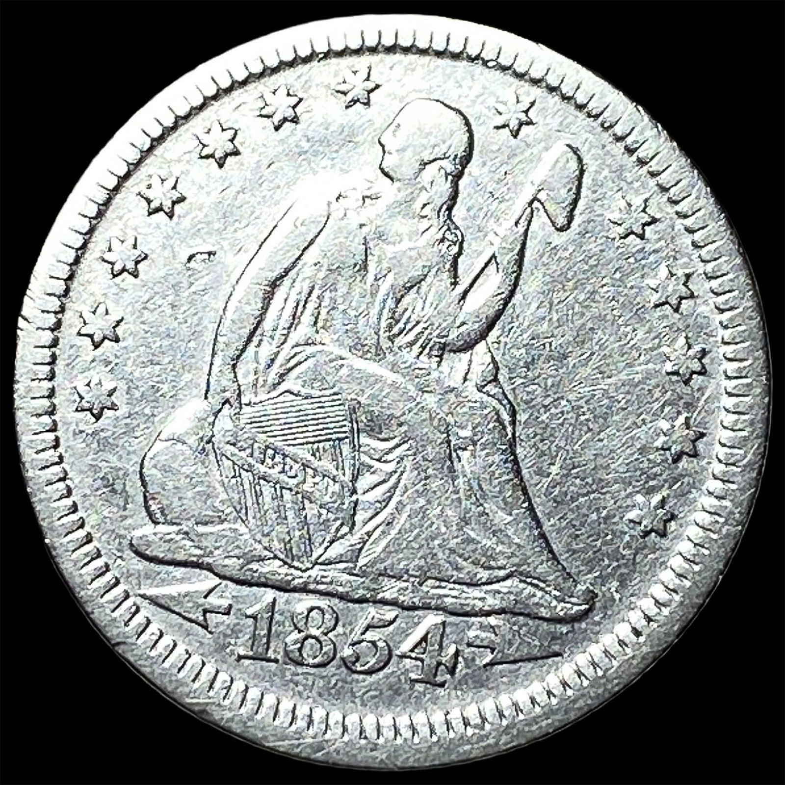 1854 Arrows Seated Liberty Quarter NEARLY UNCIRCULATED: 1854 Arrows Seated Liberty Quarter NEARLY UNCIRCULATED