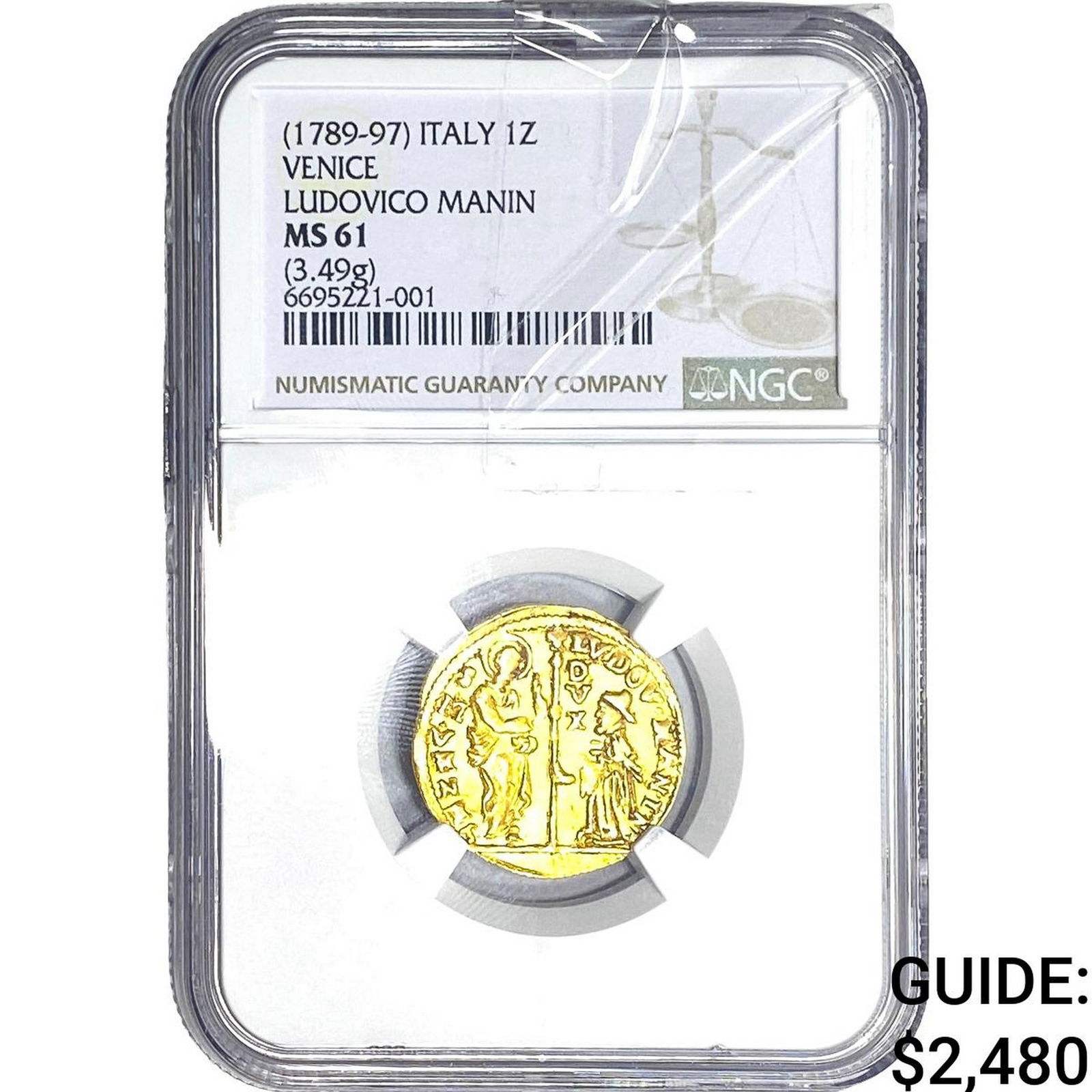 Italy, Venice 1789-97 1 Gold Zecchino NGC MS61: Italy, Venice 1789-97 1 Gold Zecchino NGC MS61