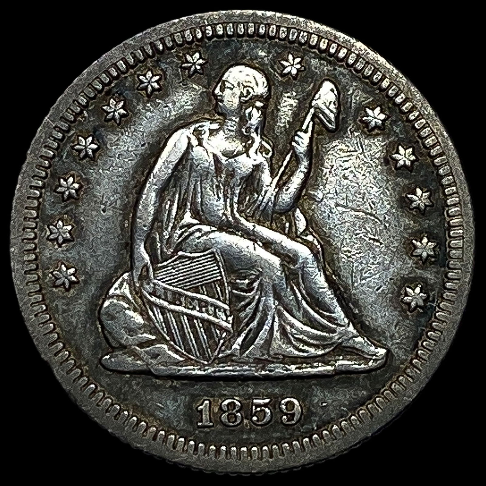 1859 Seated Liberty Quarter CLOSELY UNCIRCULATED: 1859 Seated Liberty Quarter CLOSELY UNCIRCULATED