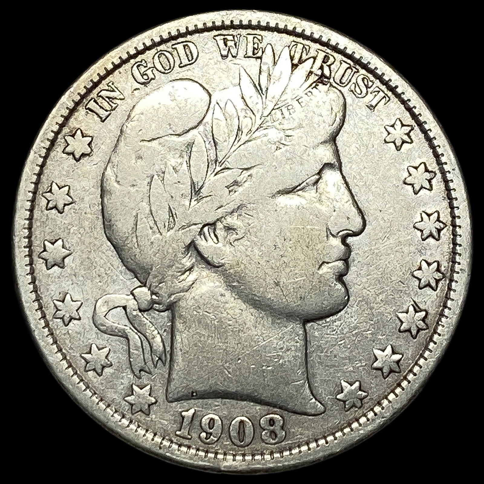1908-O Silver Barber Half Dollar LIGHTLY CIRCULATED: 1908-O Silver Barber Half Dollar LIGHTLY CIRCULATED