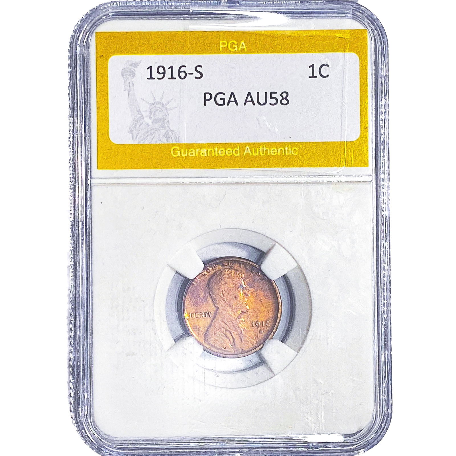 1916-S Walking Liberty Cent PGA AU58: 1916-S Walking Liberty Cent PGA AU58