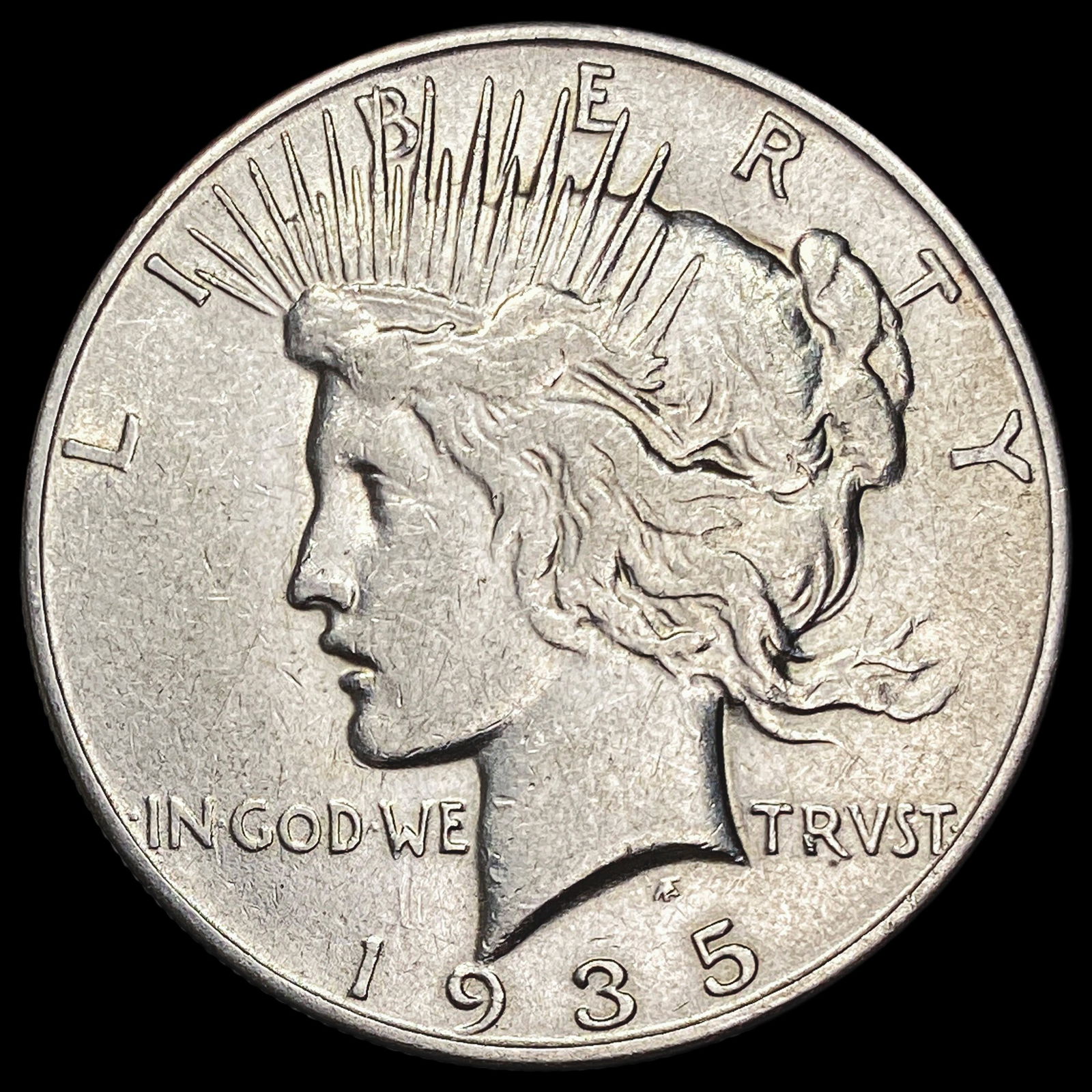 1935-S Silver Peace Dollar ABOUT UNCIRCULATED: 1935-S Silver Peace Dollar ABOUT UNCIRCULATED