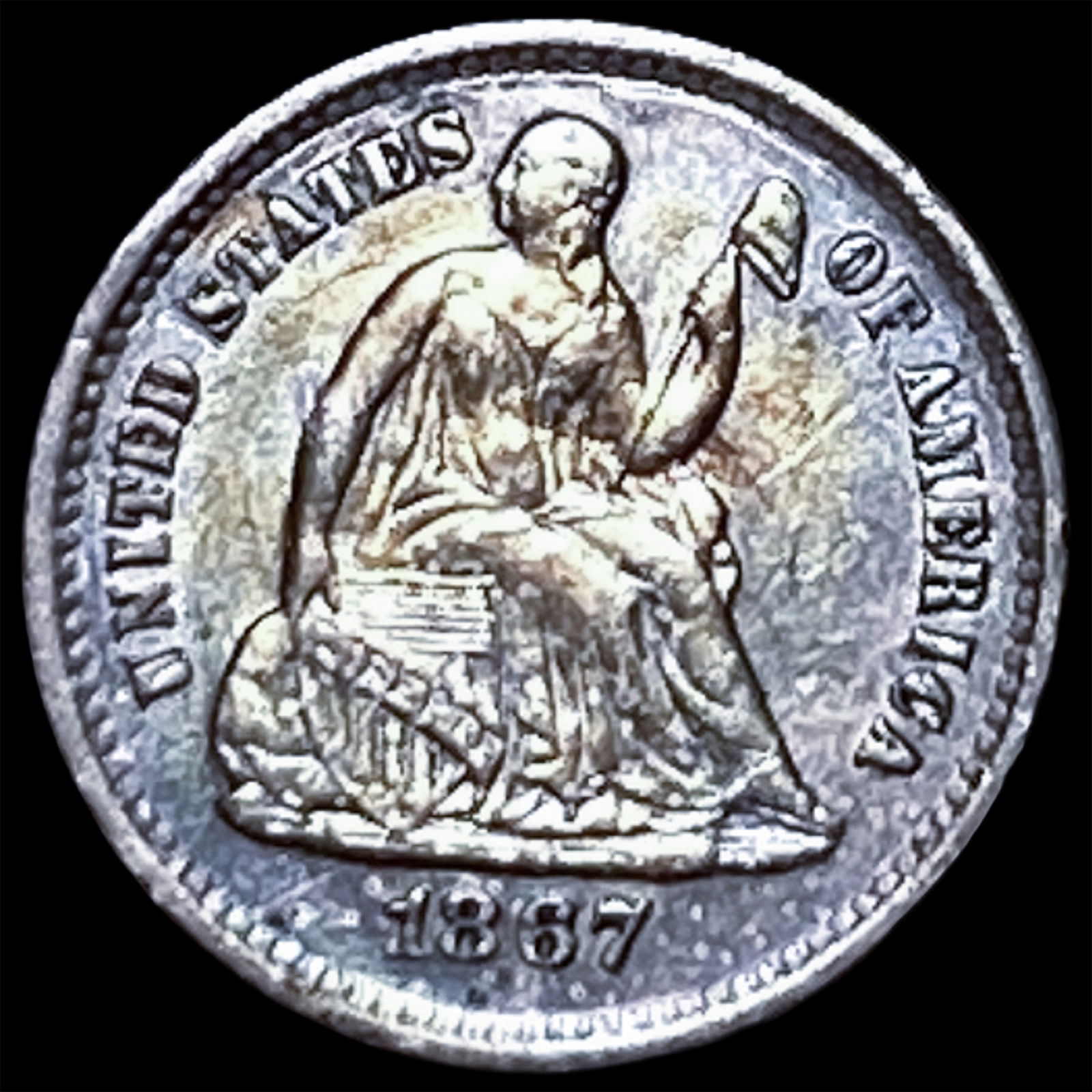 1867-S Silver Seated Liberty Half Dime CLOSELY UNCIRCULATED (1 of 2)