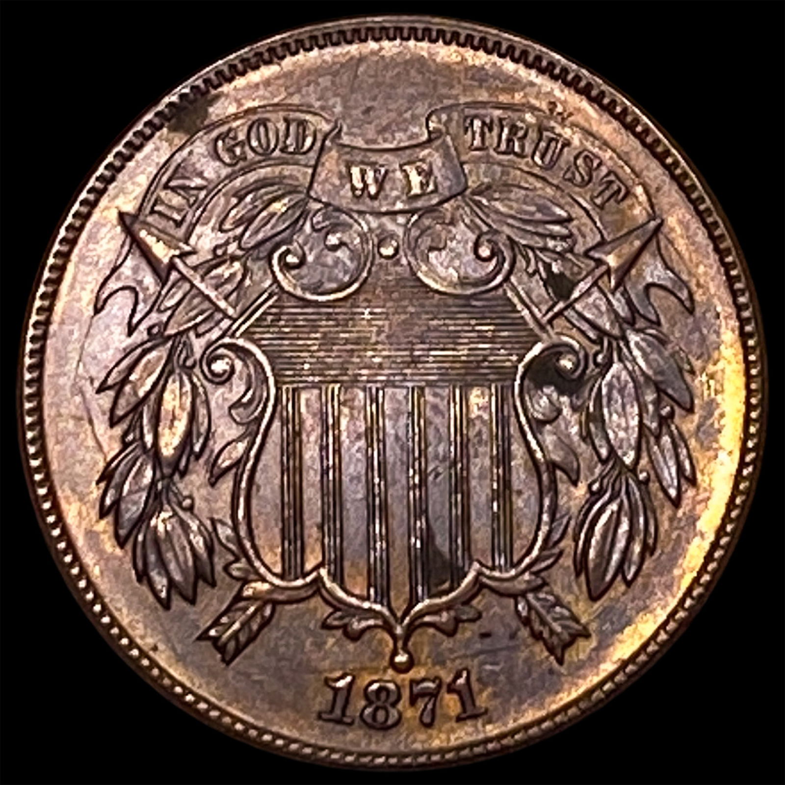 1871 Copper Two-Cent Piece CLOSELY UNCIRCULATED (1 of 2)