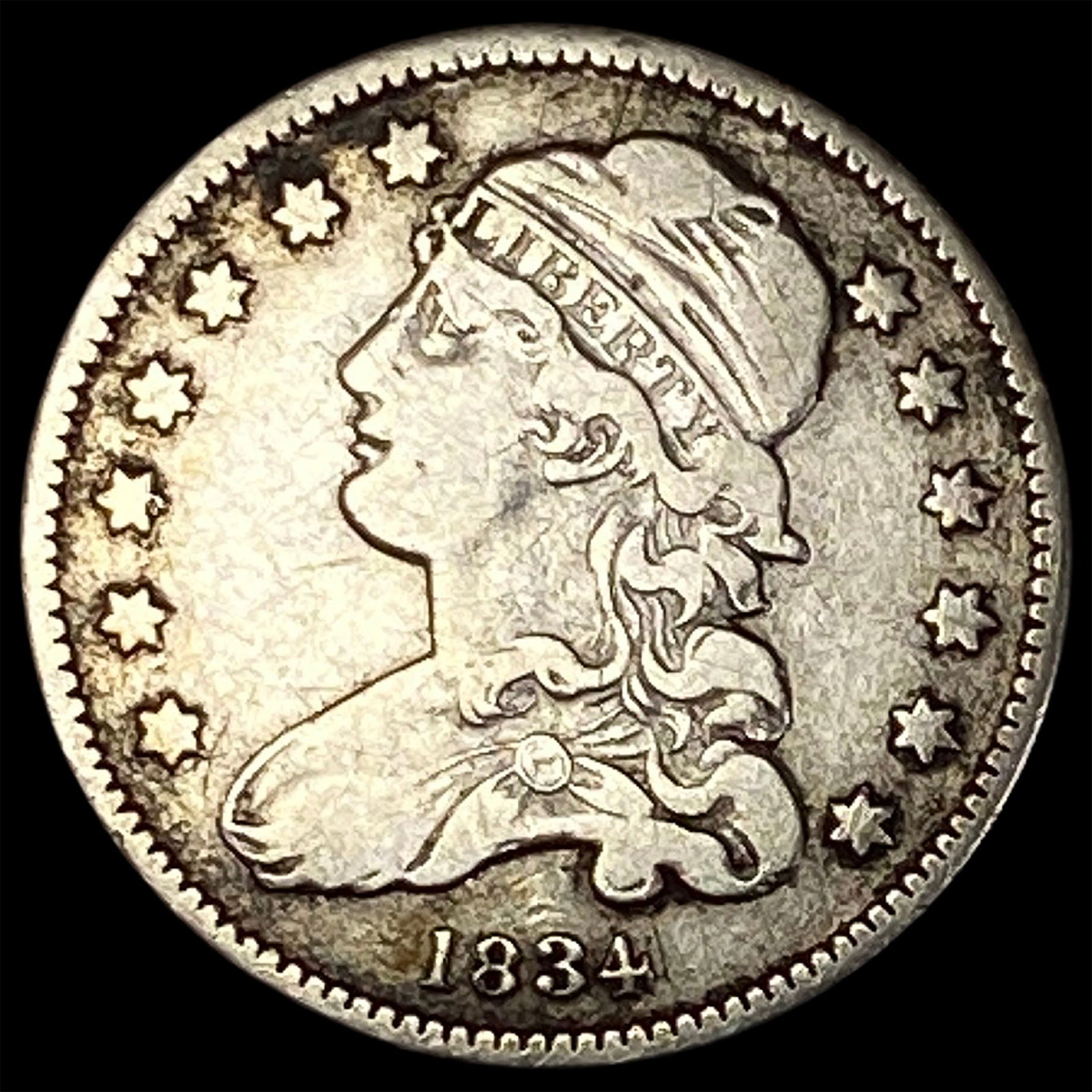 1834 Capped Bust Silver Quarter ABOUT UNCIRCULATED (1 of 2)