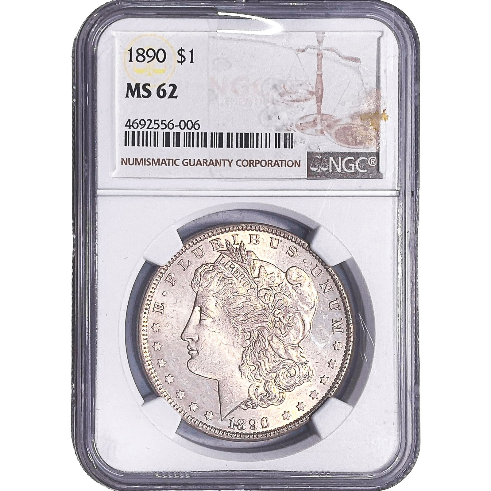 1890 Morgan Silver Dollar NGC MS62: 1890 Morgan Silver Dollar NGC MS62