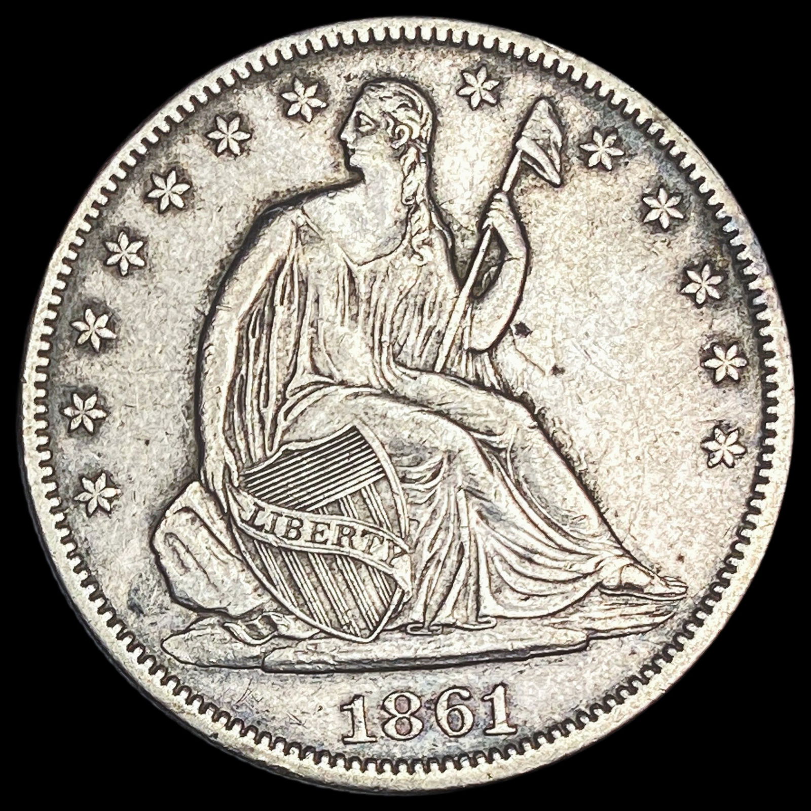 1861 Seated Liberty Half Dollar CLOSELY UNCIRCULATED: 1861 Seated Liberty Half Dollar CLOSELY UNCIRCULATED