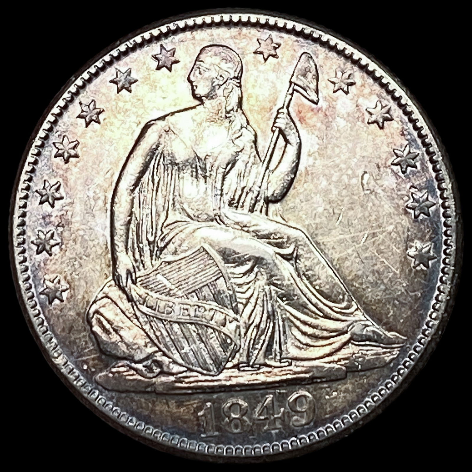 1849-O Silver Seated Liberty Half Dollar CLOSELY UNCIRCULATED: 1849-O Silver Seated Liberty Half Dollar CLOSELY UNCIRCULATED