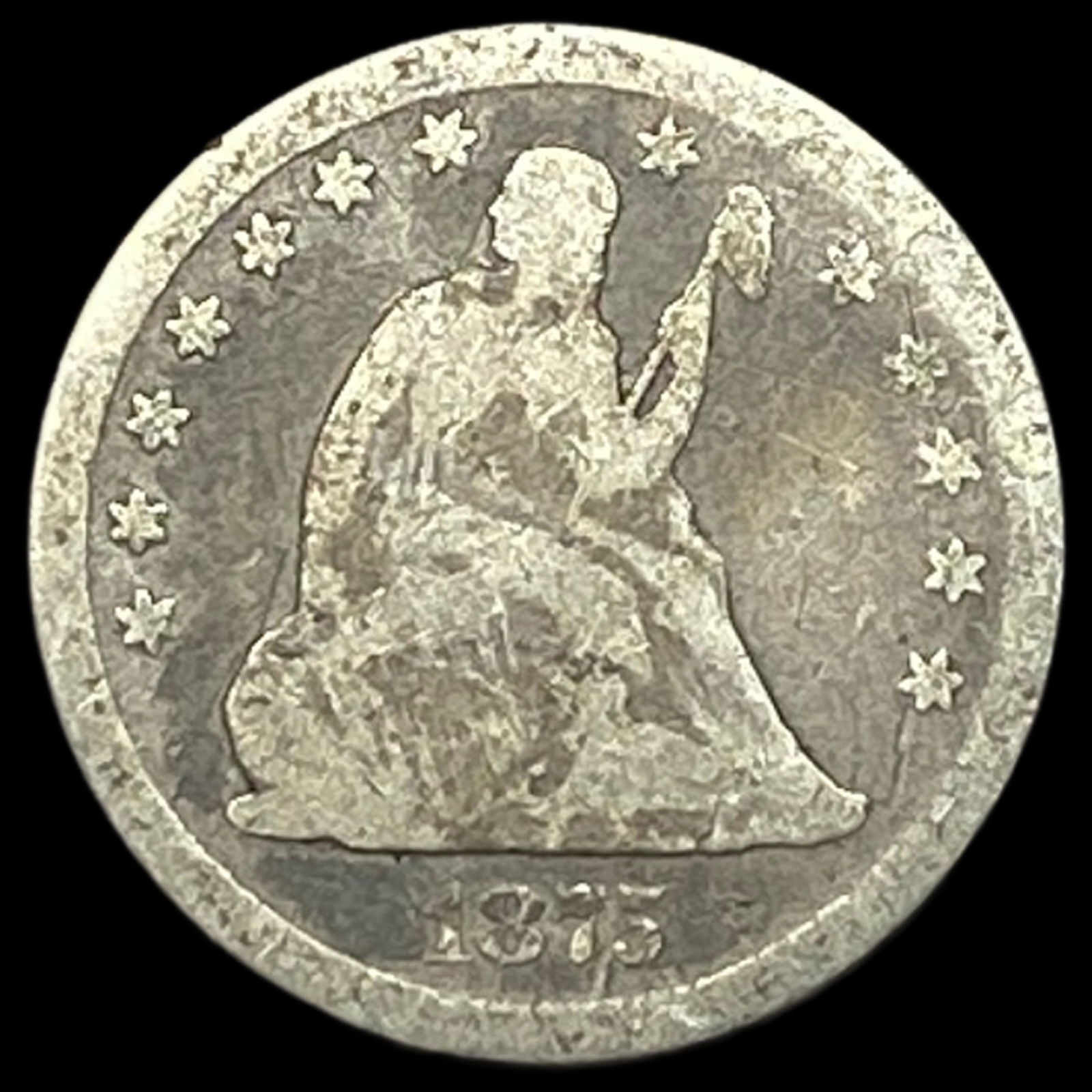 1875 Silver Seated Liberty Quarter NICELY CIRCULATED (1 of 2)