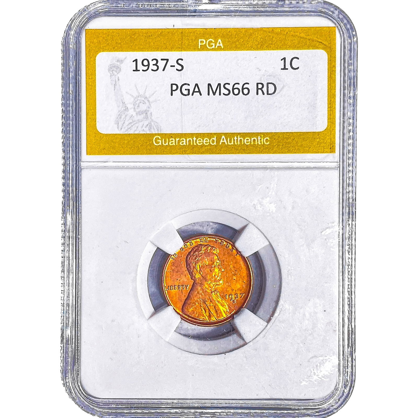 1937-S Wheat Cent PGA MS66 RD: 1937-S Wheat Cent PGA MS66 RD