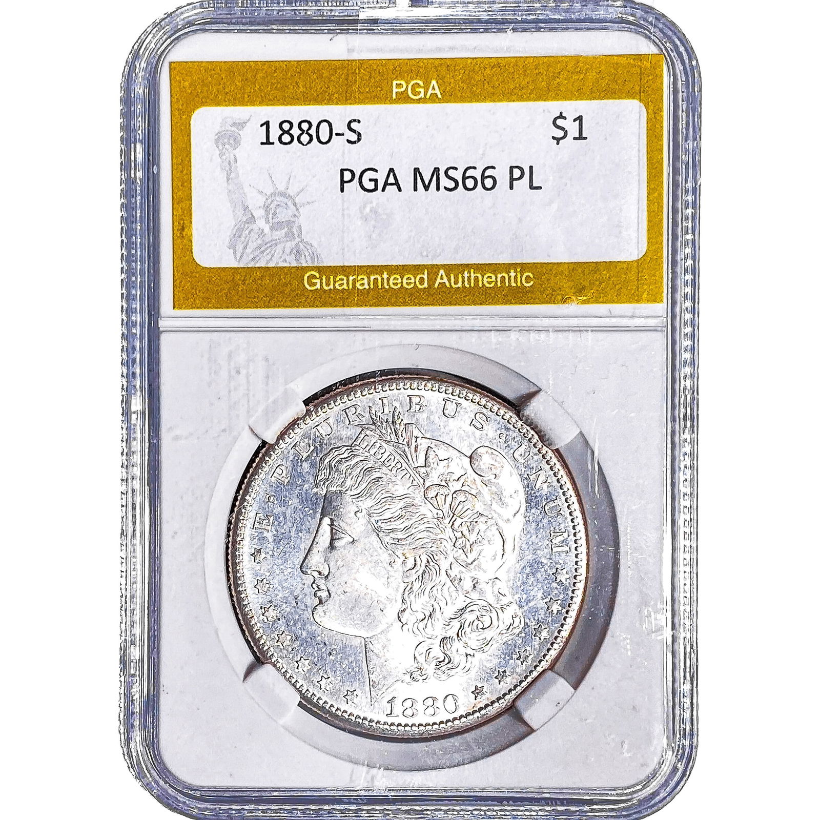 1880-S Morgan Silver Dollar PGA MS66 PL: 1880-S Morgan Silver Dollar PGA MS66 PL