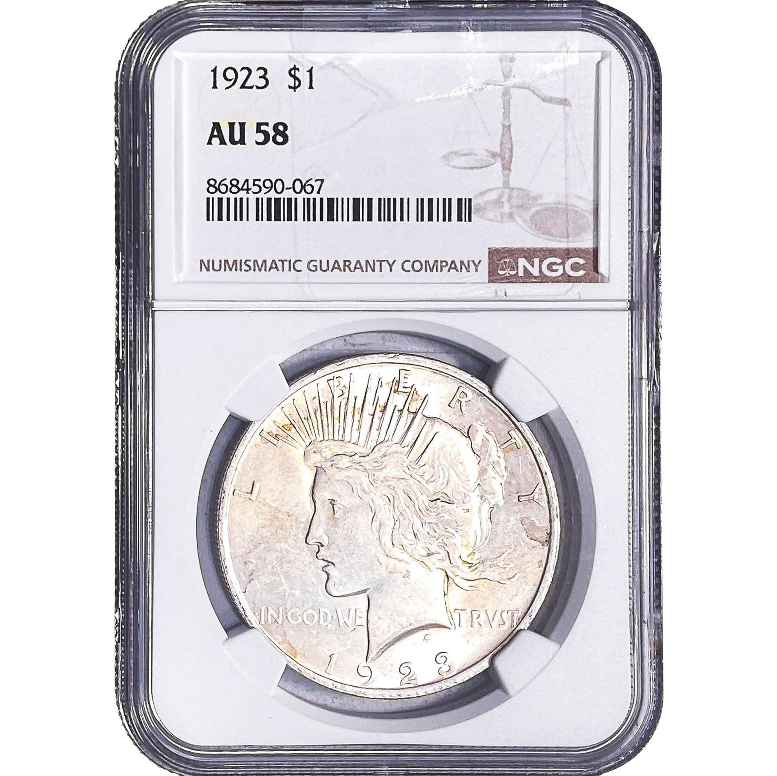 1923 Silver Peace Dollar NGC AU58: 1923 Silver Peace Dollar NGC AU58