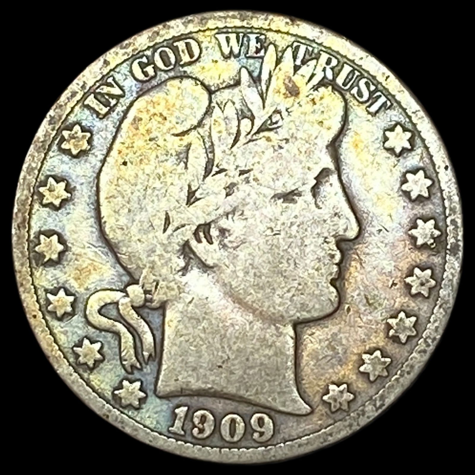 1909-S Silver Barber Half Dollar NICELY CIRCULATED: 1909-S Silver Barber Half Dollar NICELY CIRCULATED