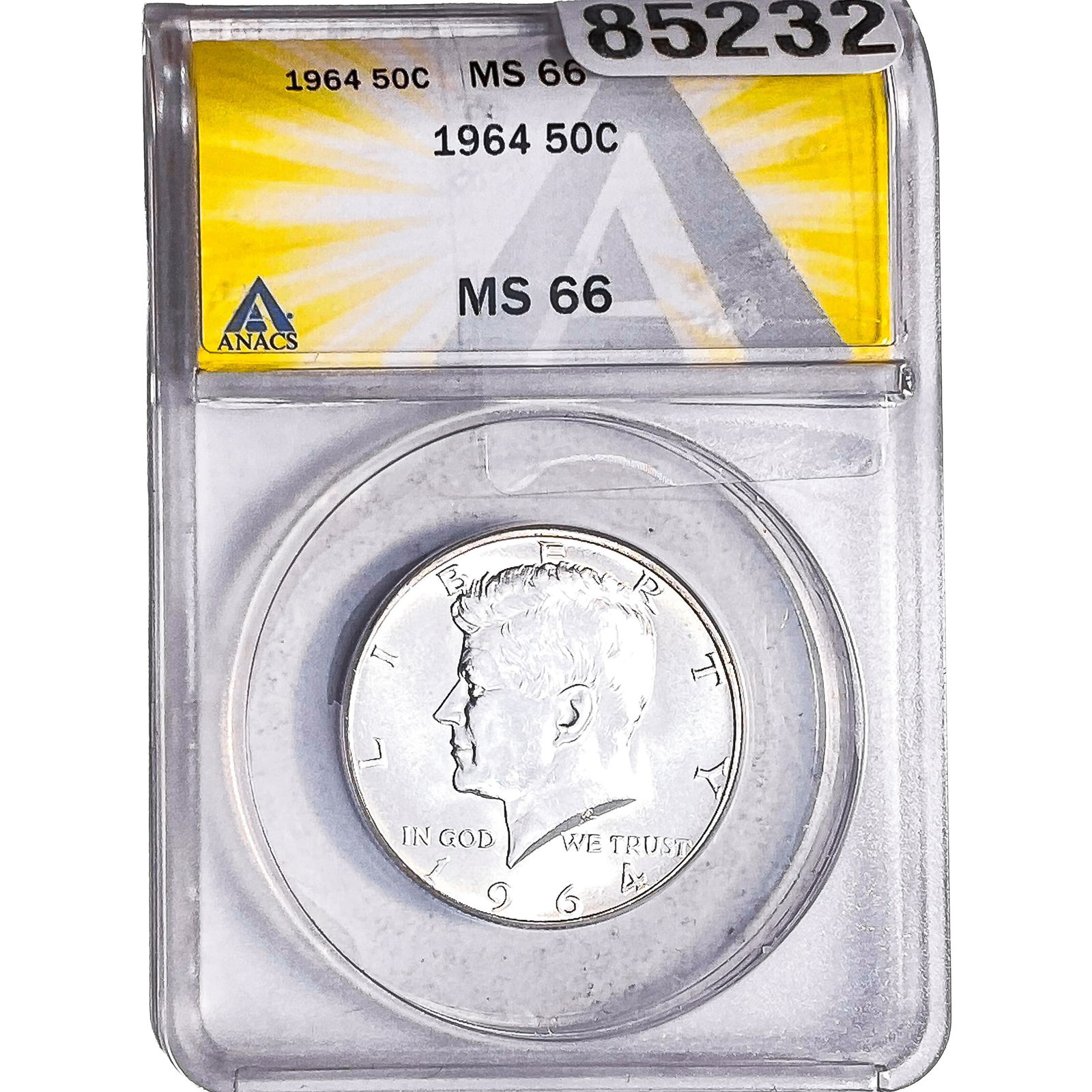1964 Kennedy Half Dollar ANACS MS66: 1964 Kennedy Half Dollar ANACS MS66