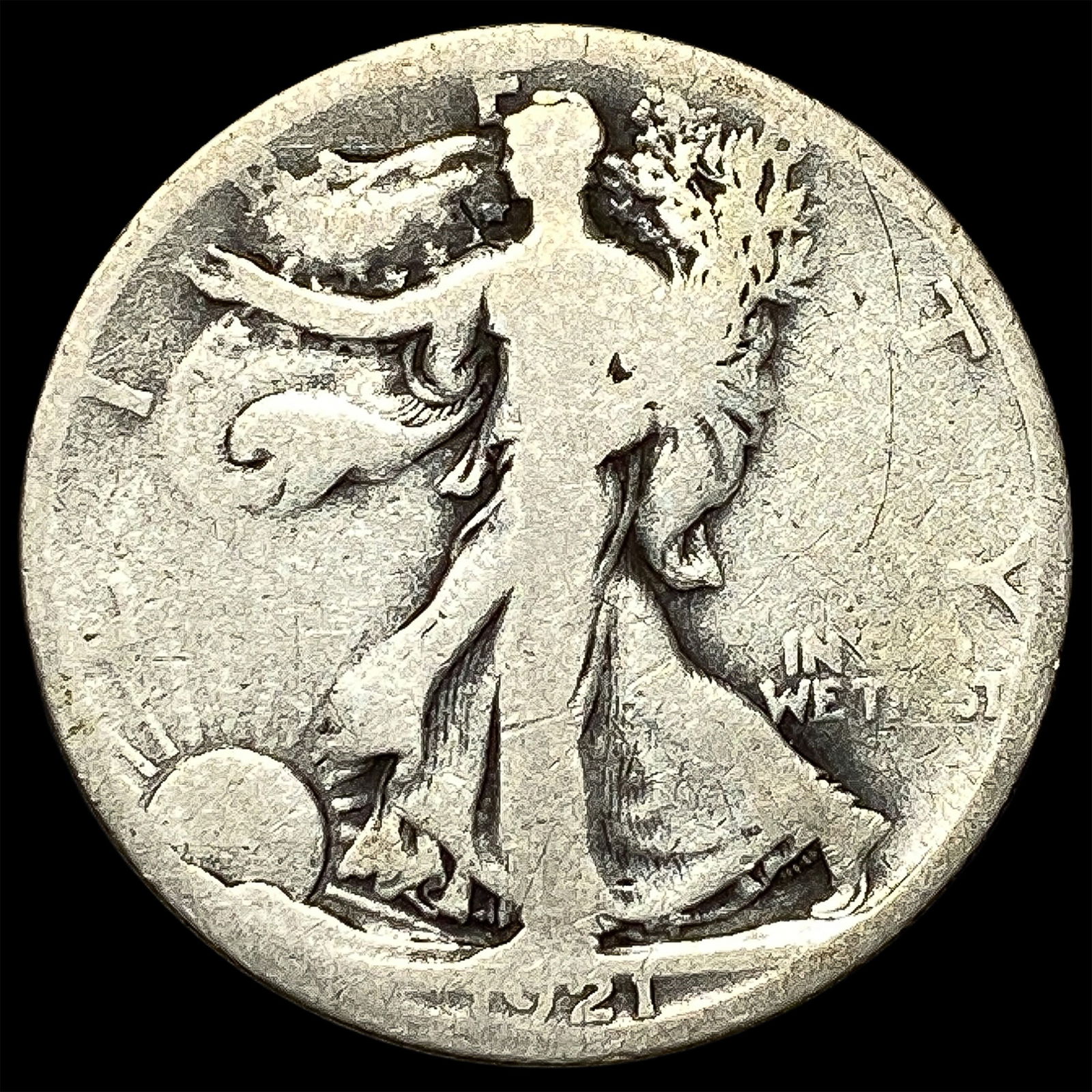 1921-S Silver Walking Liberty Half Dollar NICELY CIRCULATED: 1921-S Silver Walking Liberty Half Dollar NICELY CIRCULATED