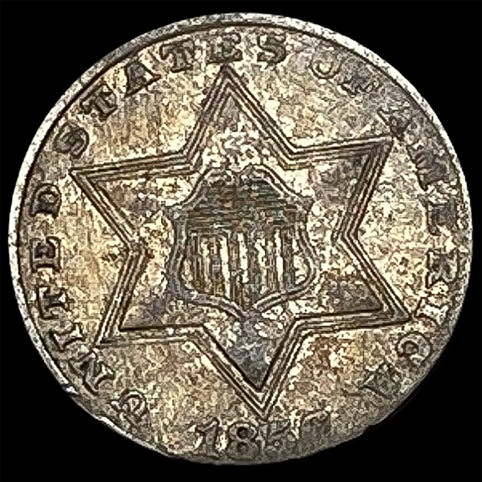 1856 Silver Three-Cent Piece NEARLY UNCIRCULATED: 1856 Silver Three-Cent Piece NEARLY UNCIRCULATED