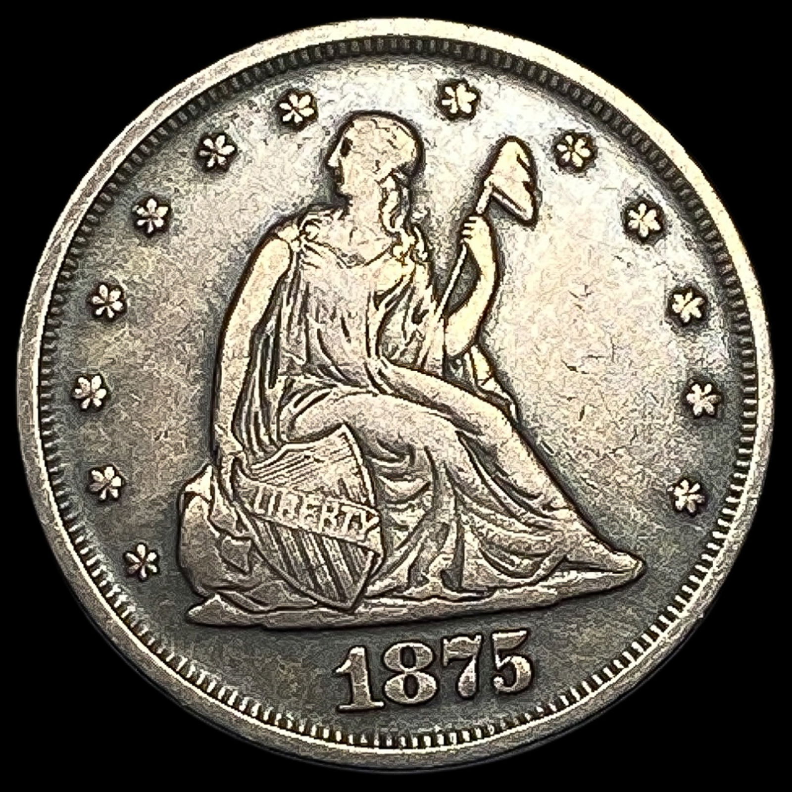 1875 Seated Liberty Twenty Cents NEARLY UNCIRCULATED: 1875 Seated Liberty Twenty Cents NEARLY UNCIRCULATED