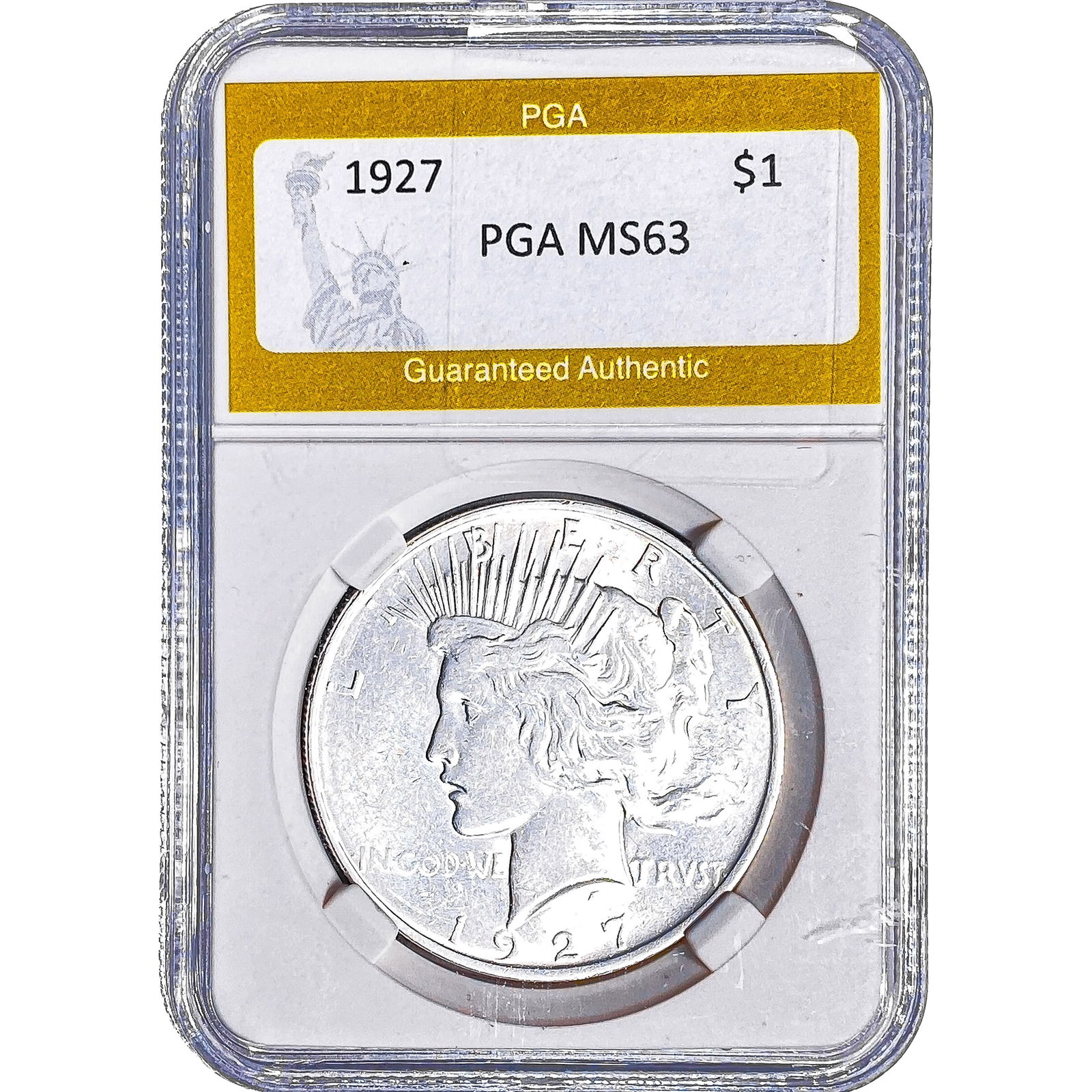 1927 Silver Peace Dollar PGA MS63: 1927 Silver Peace Dollar PGA MS63