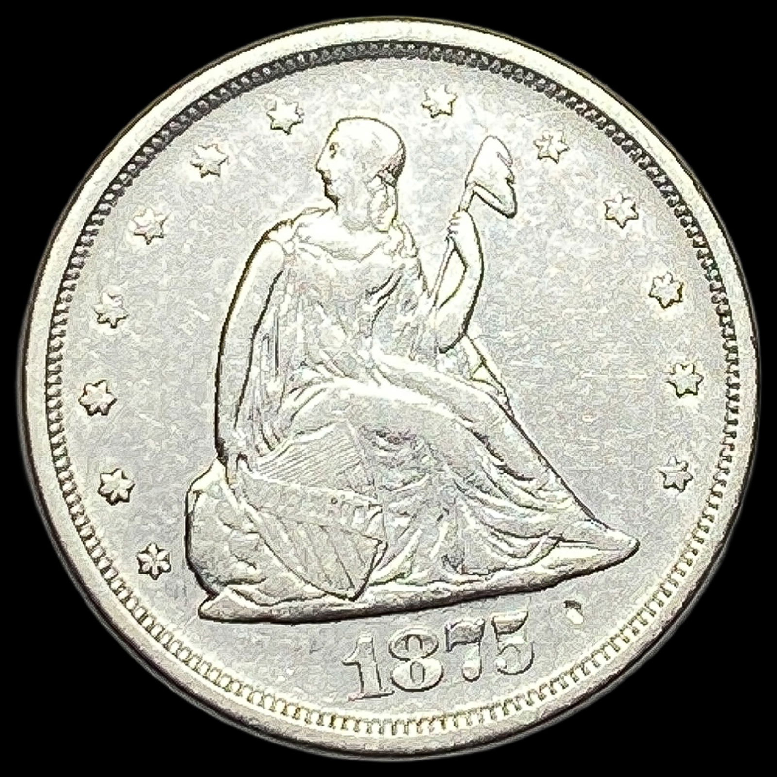 1875-S Silver Twenty Cents CLOSELY UNCIRCULATED: 1875-S Silver Twenty Cents CLOSELY UNCIRCULATED