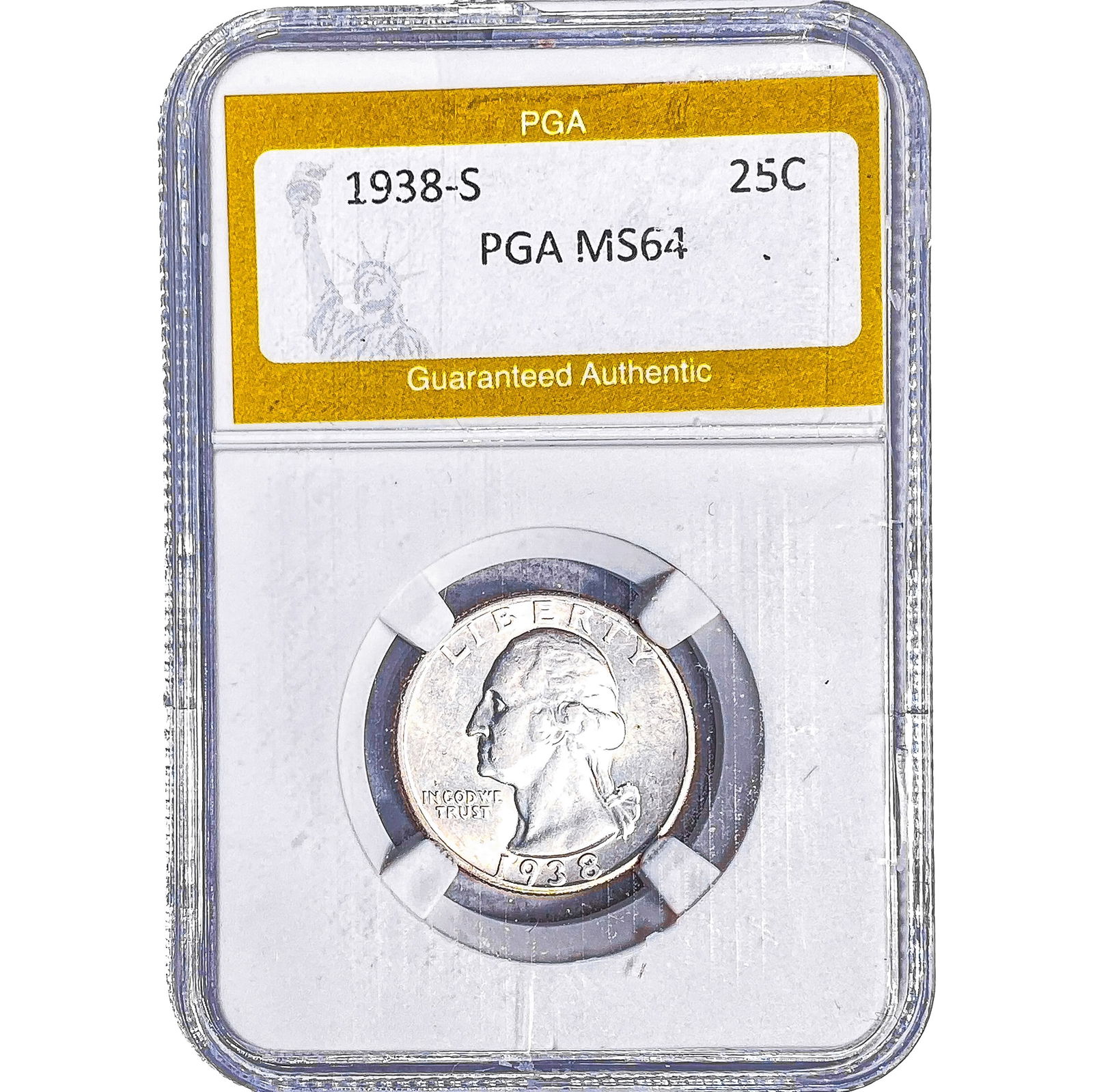 1938-S Washington Silver Quarter PGA MS64: 1938-S Washington Silver Quarter PGA MS64