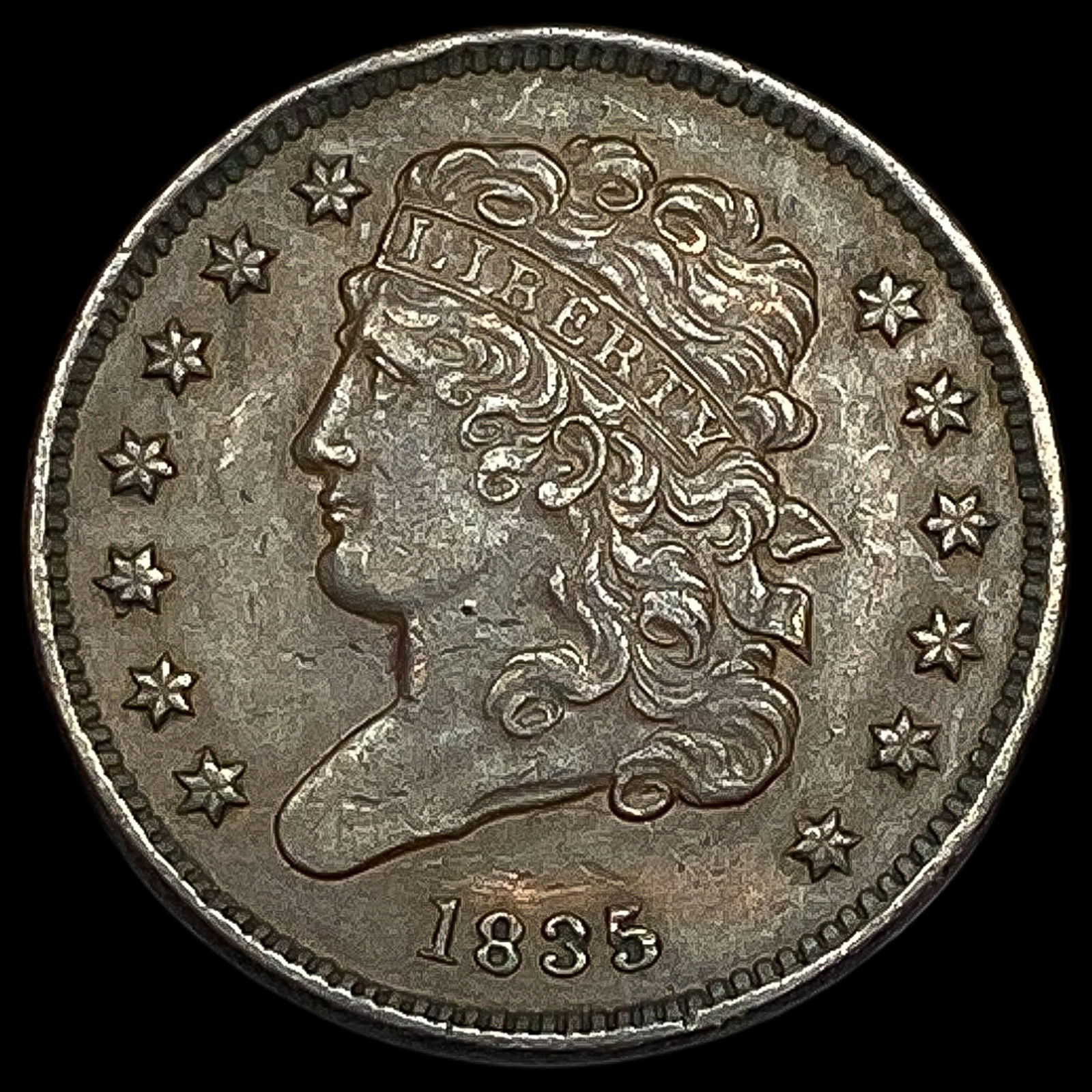 1835 Classic Head Half Cent CLOSELY UNCIRCULATED: 1835 Classic Head Half Cent CLOSELY UNCIRCULATED