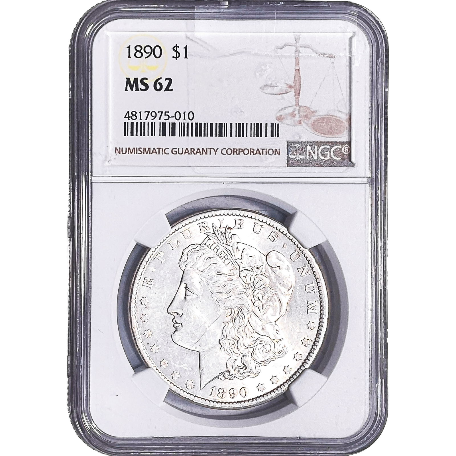 1890 Morgan Silver Dollar NGC MS62: 1890 Morgan Silver Dollar NGC MS62
