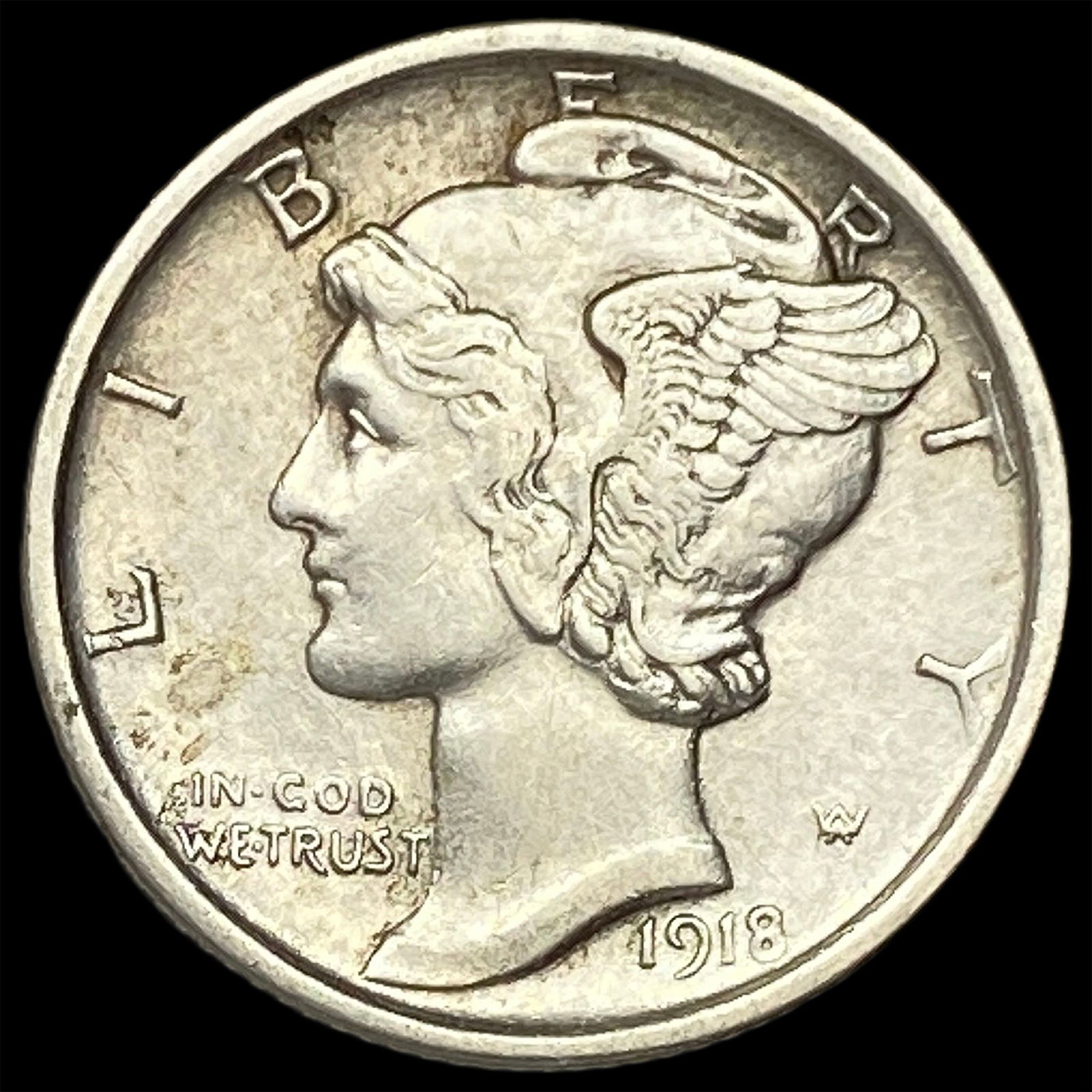 1918-D Silver Mercury Dime CLOSELY UNCIRCULATED: 1918-D Silver Mercury Dime CLOSELY UNCIRCULATED