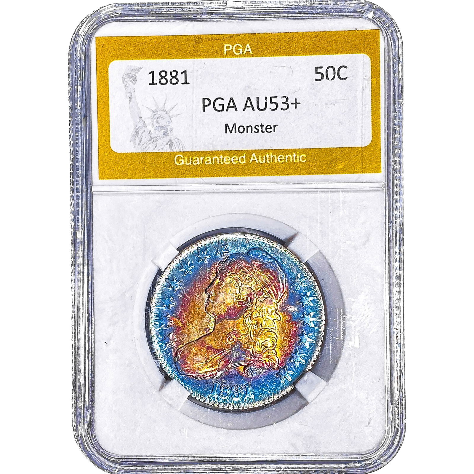 1881 Capped Bust Half Dollar PGA AU53+ Monster: 1881 Capped Bust Half Dollar PGA AU53+ Monster