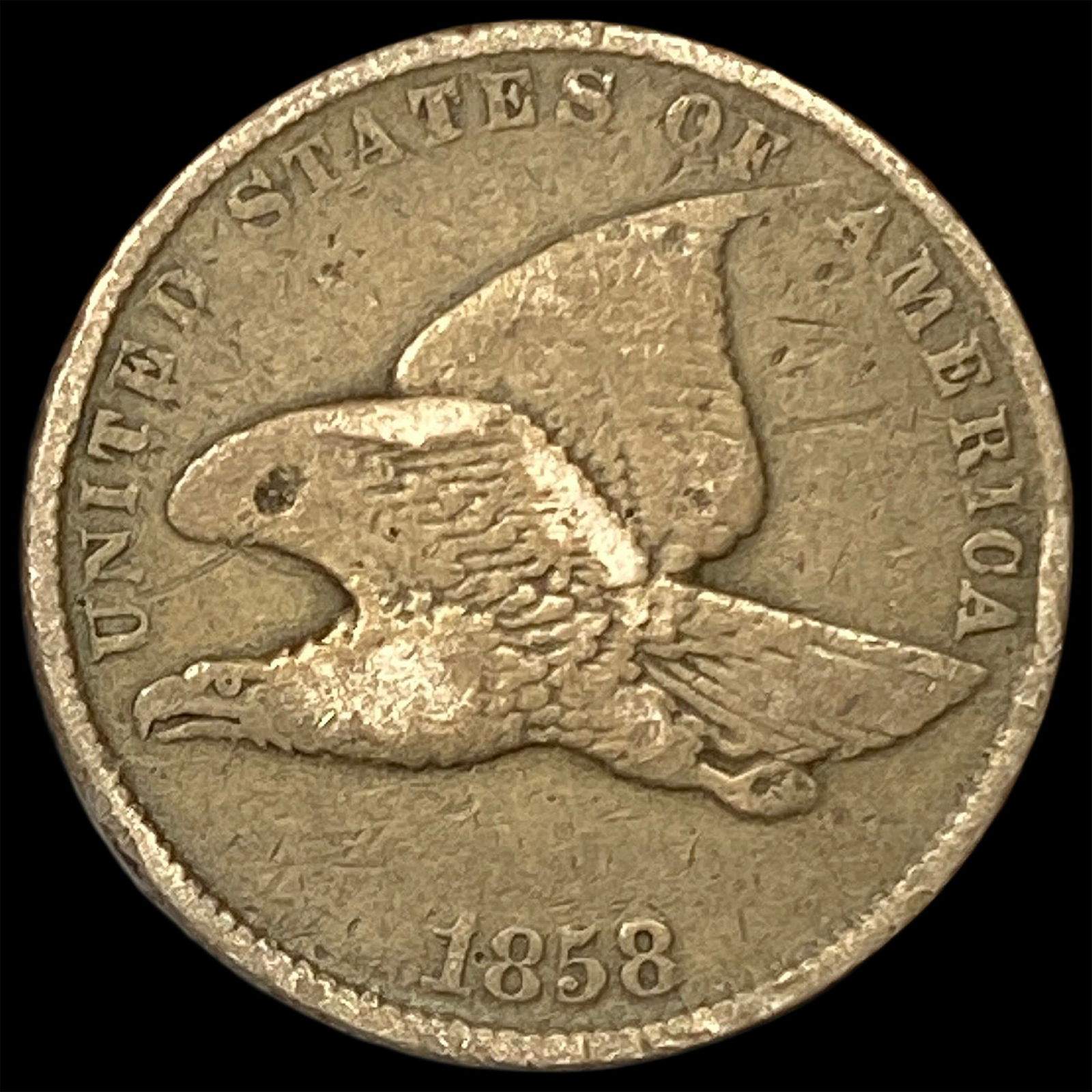 1858 Copper-Nickel Flying Eagle Cent ABOUT UNCIRCULATED: 1858 Copper-Nickel Flying Eagle Cent ABOUT UNCIRCULATED