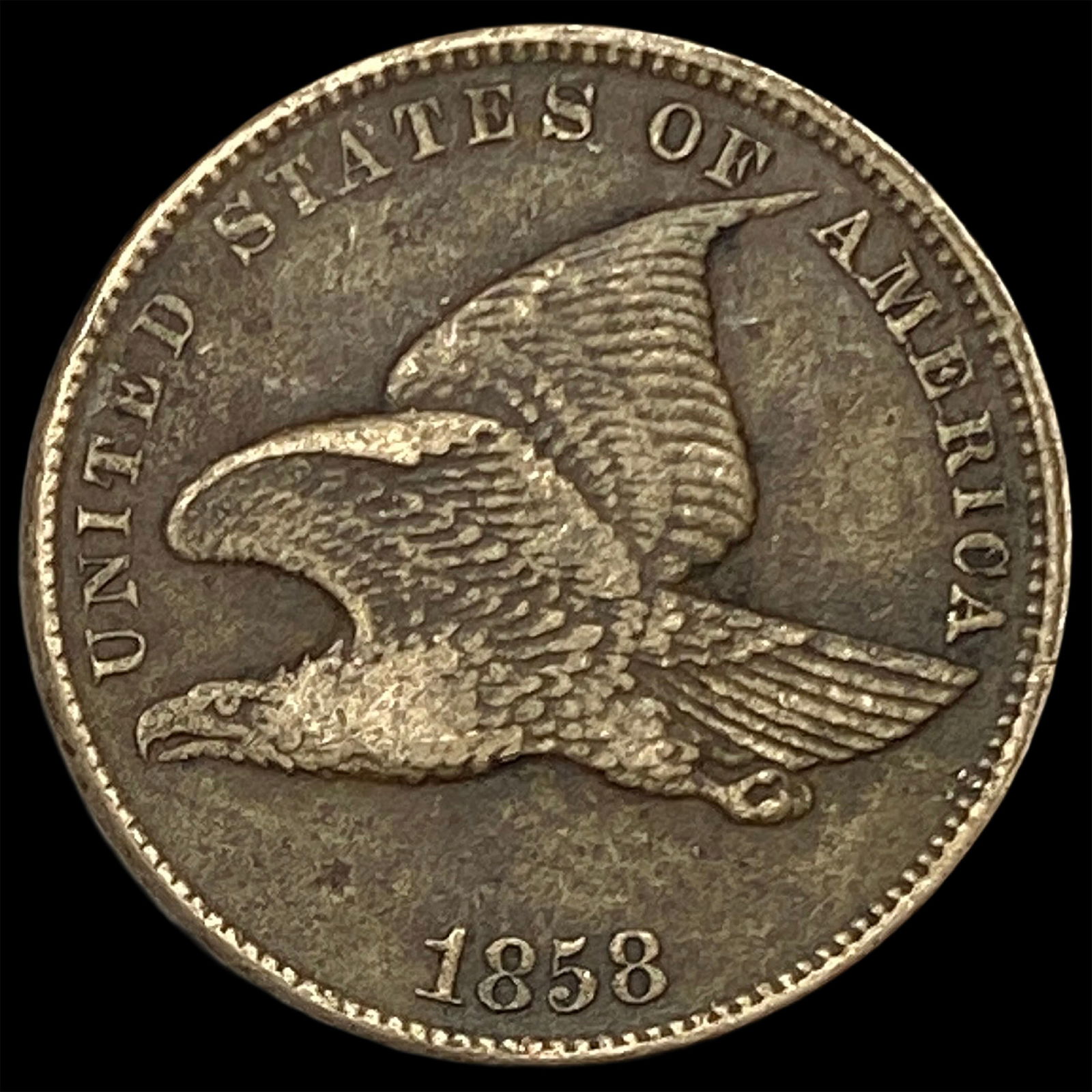 1858 Copper-Nickel Flying Eagle Cent ABOUT UNCIRCULATED: 1858 Copper-Nickel Flying Eagle Cent ABOUT UNCIRCULATED