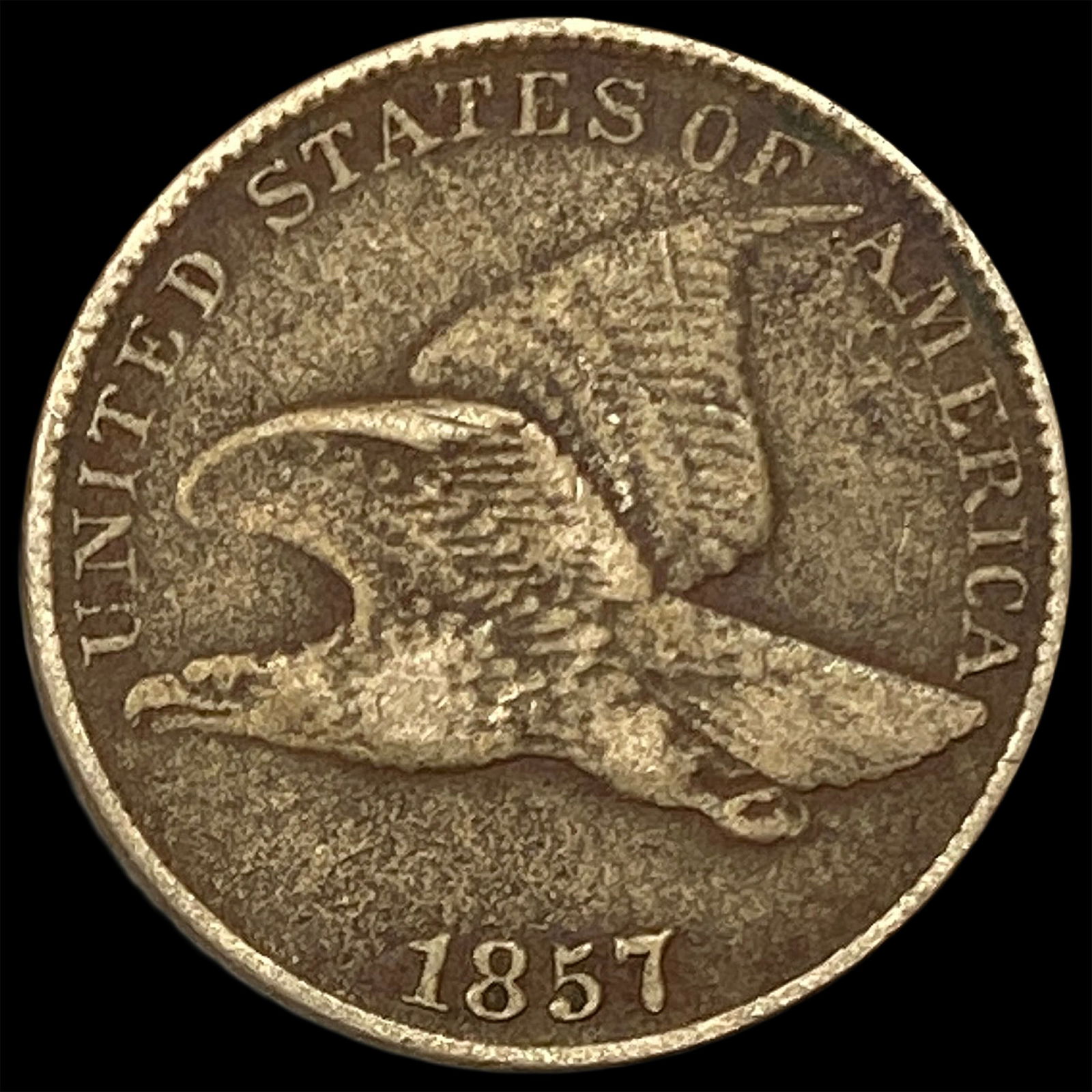 1857 Copper-Nickel Flying Eagle Cent ABOUT UNCIRCULATED (1 of 2)