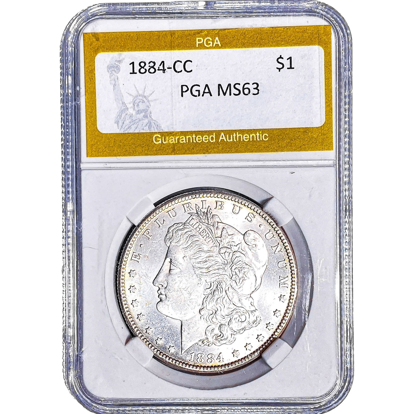 1884-CC Morgan Silver Dollar PGA MS63: 1884-CC Morgan Silver Dollar PGA MS63