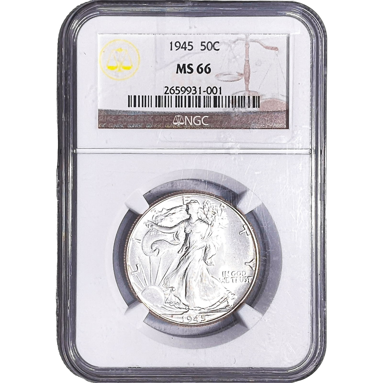 1945 Walking Liberty Half Dollar NGC MS66: 1945 Walking Liberty Half Dollar NGC MS66