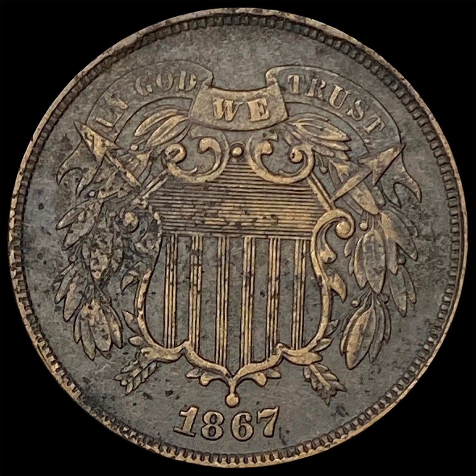 1867 Copper Two-Cent Piece NEARLY UNCIRCULATED (1 of 2)