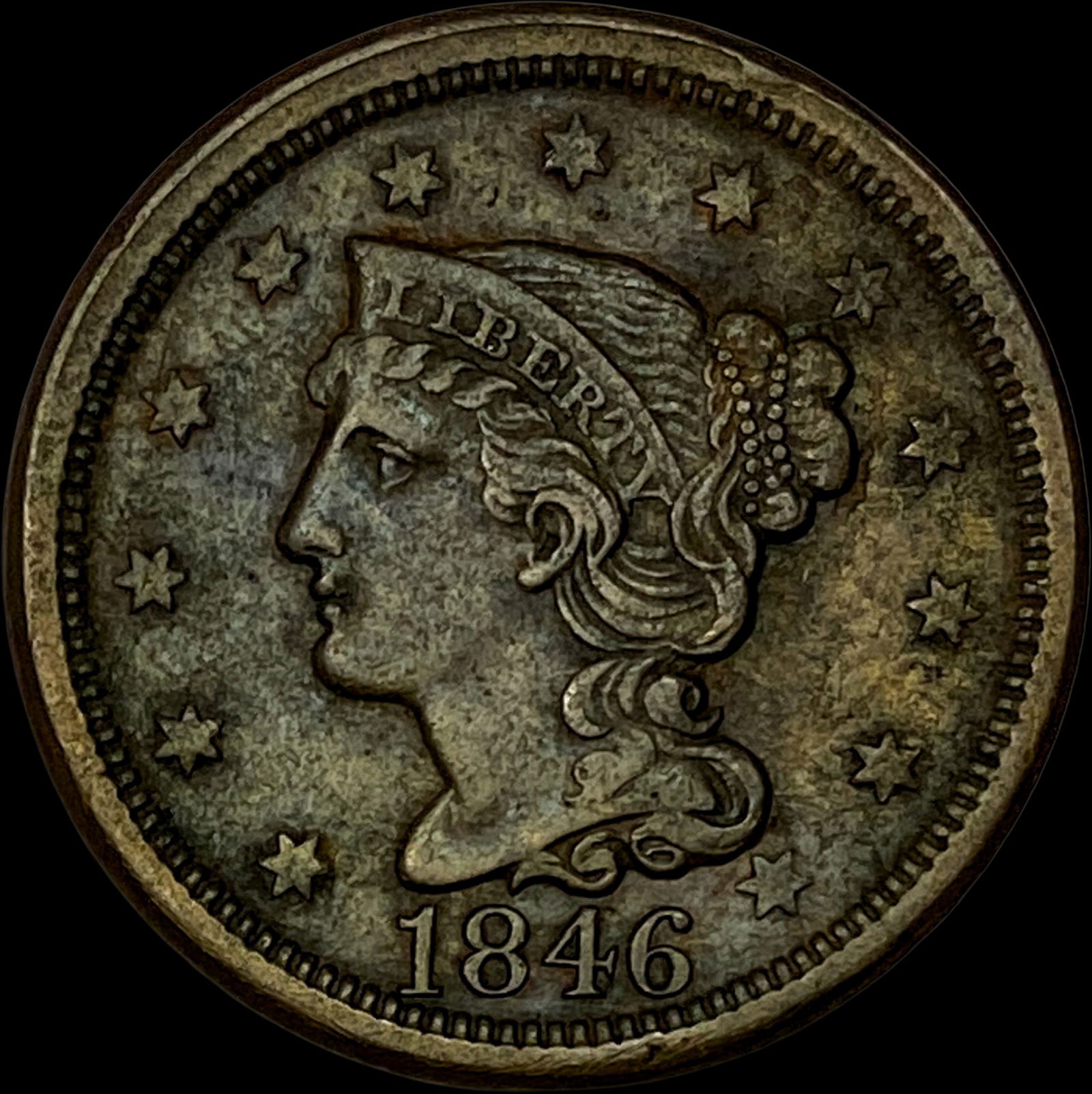 1846 Braided Hair Large Cent NEARLY UNCIRCULATED: 1846 Braided Hair Large Cent NEARLY UNCIRCULATED