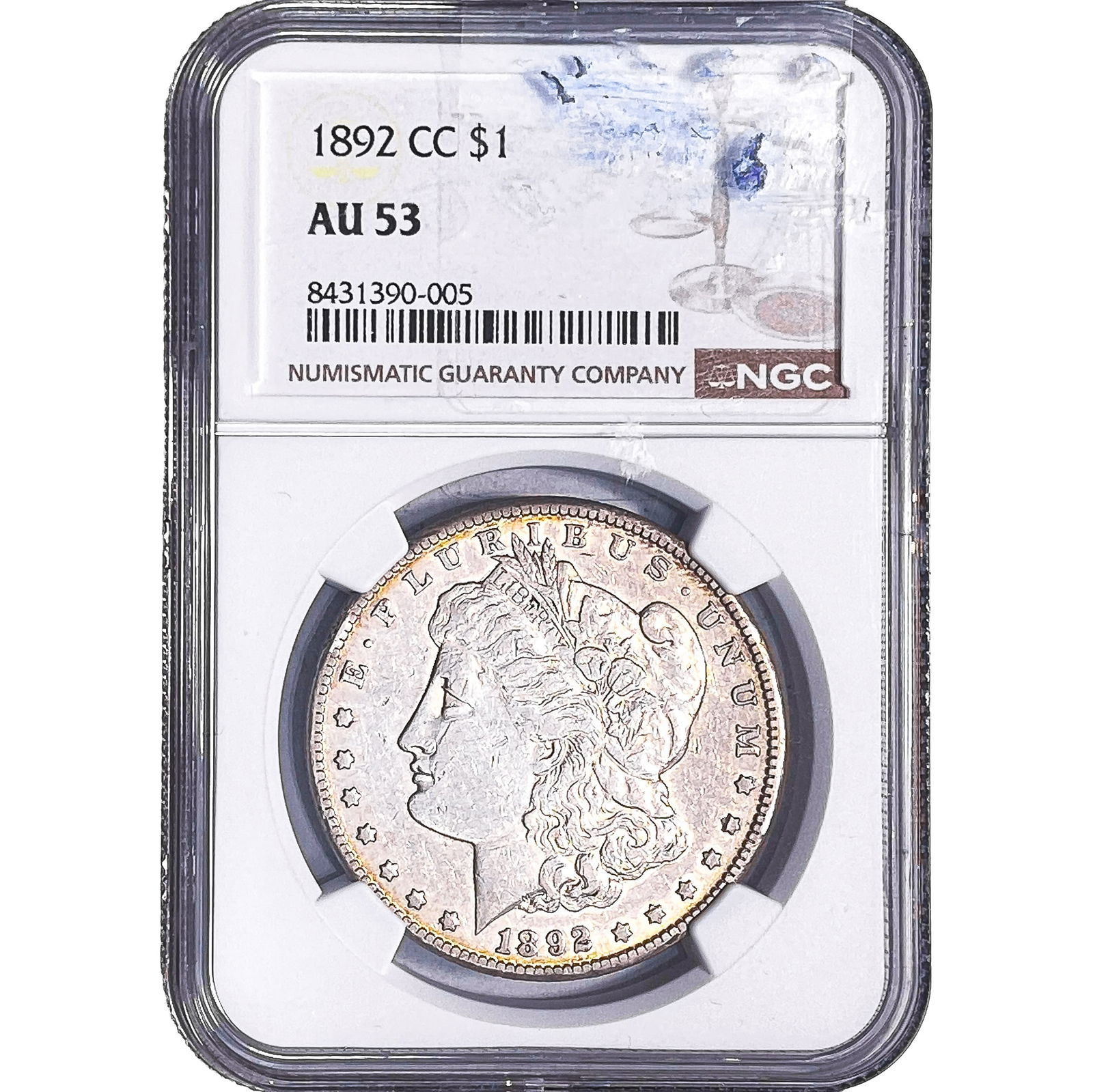 1892-CC Morgan Silver Dollar NGC AU53: 1892-CC Morgan Silver Dollar NGC AU53