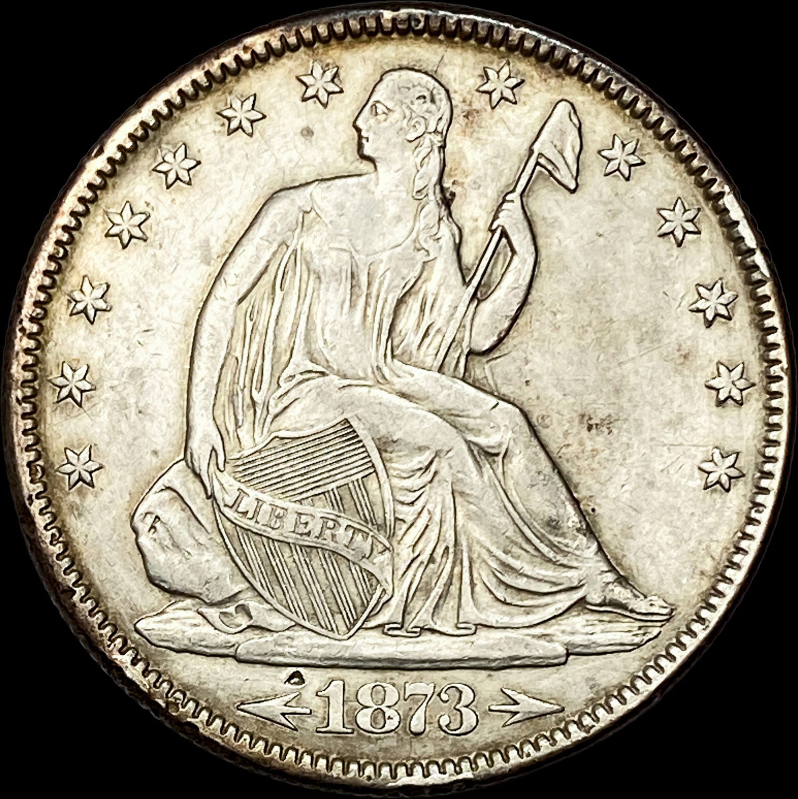 1873 Arrows Seated Liberty Half Dollar NEARLY UNCIRCULATED: 1873 Arrows Seated Liberty Half Dollar NEARLY UNCIRCULATED